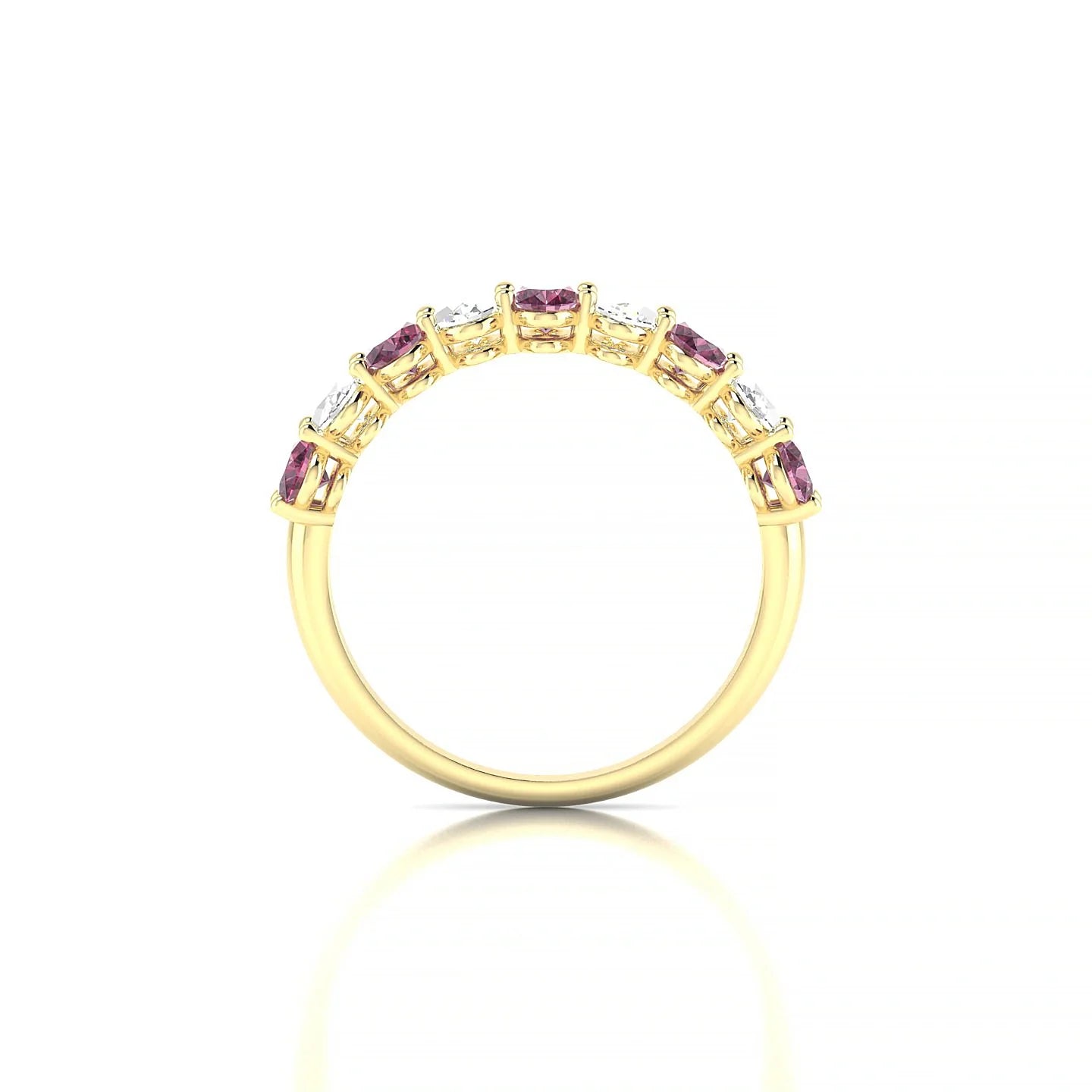 Affection | 18k Yellow Gold 5 x 3 mm Oval Rhodolite & Diamond Ring