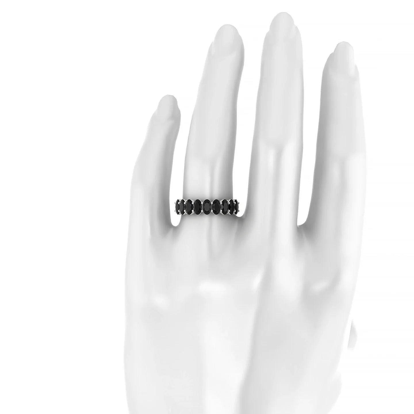 Affection | 18k White Gold 5 x 3 mm Oval Black Diamond Ring