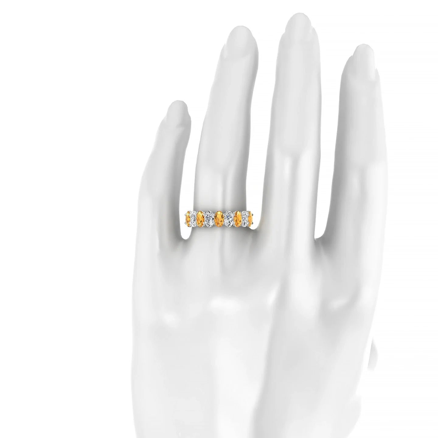 Affection | 18k White Gold 5 x 3 mm Oval Citrine & Diamond Ring
