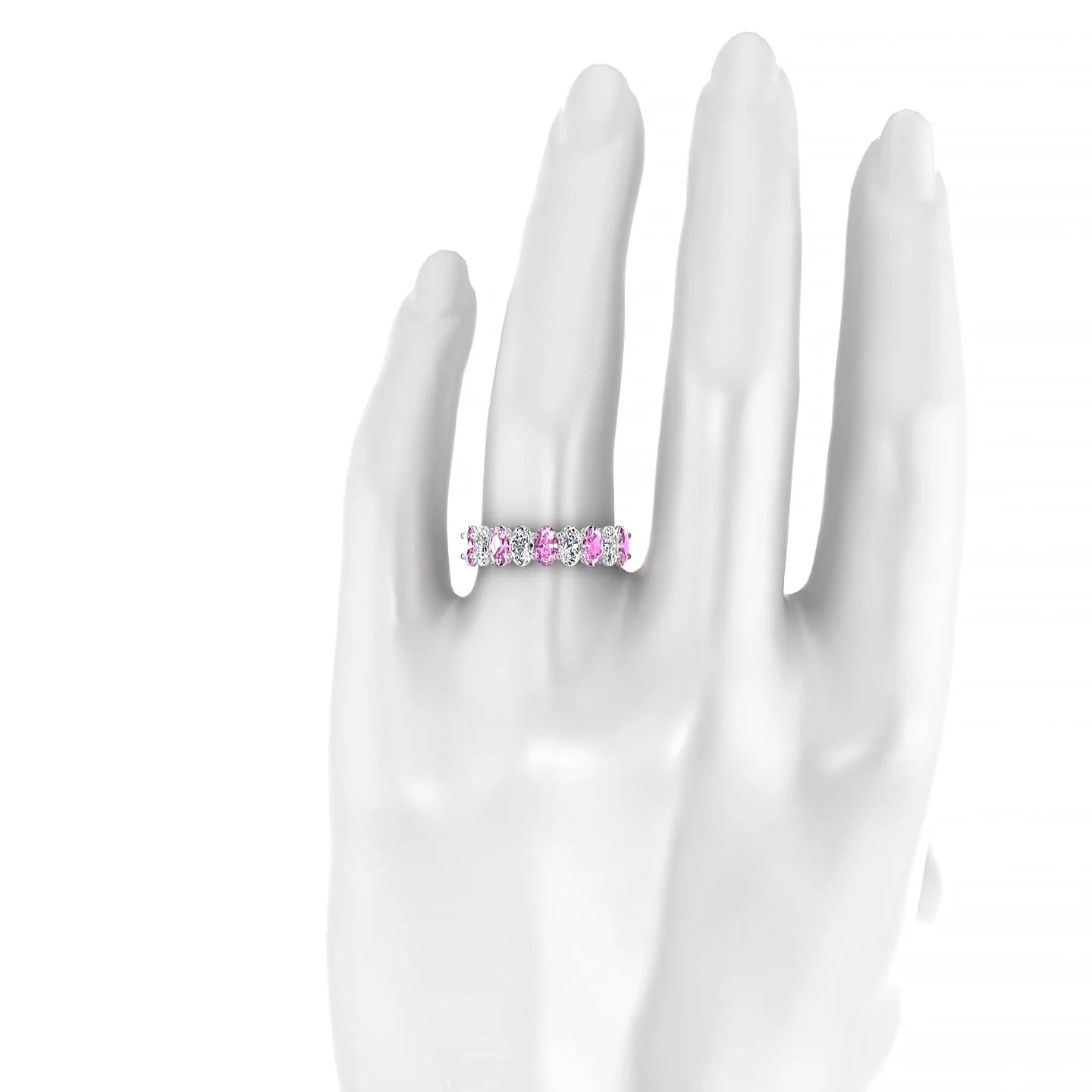 Affection | 18k White Gold 5 x 3 mm Oval Pink Sapphire & Diamond Ring