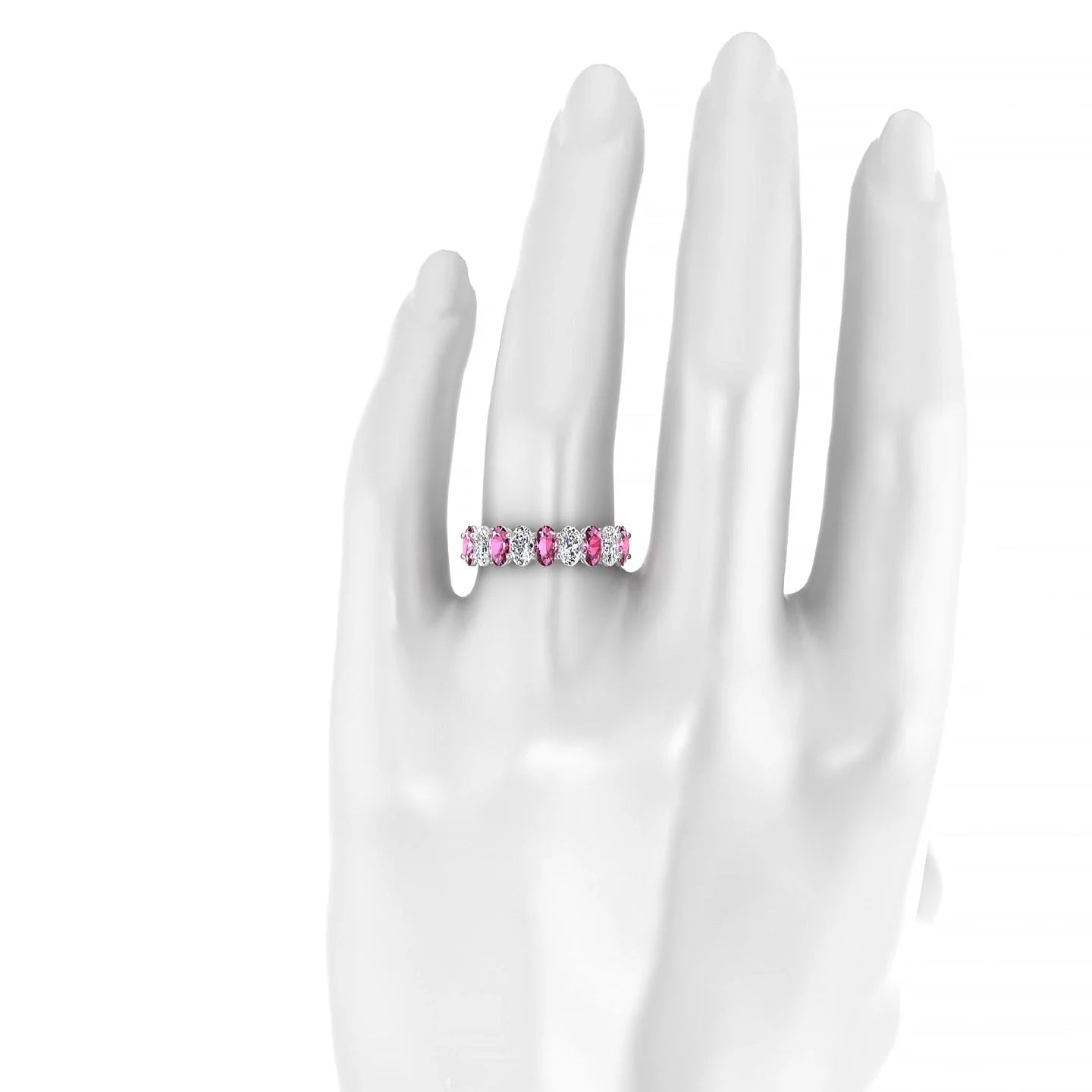 Affection | 18k White Gold 5 x 3 mm Oval Rhodolite & Diamond Ring