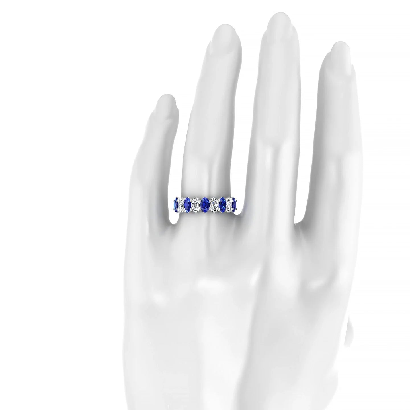 Affection | 18k White Gold 5 x 3 mm Oval Sapphire & Diamond Ring