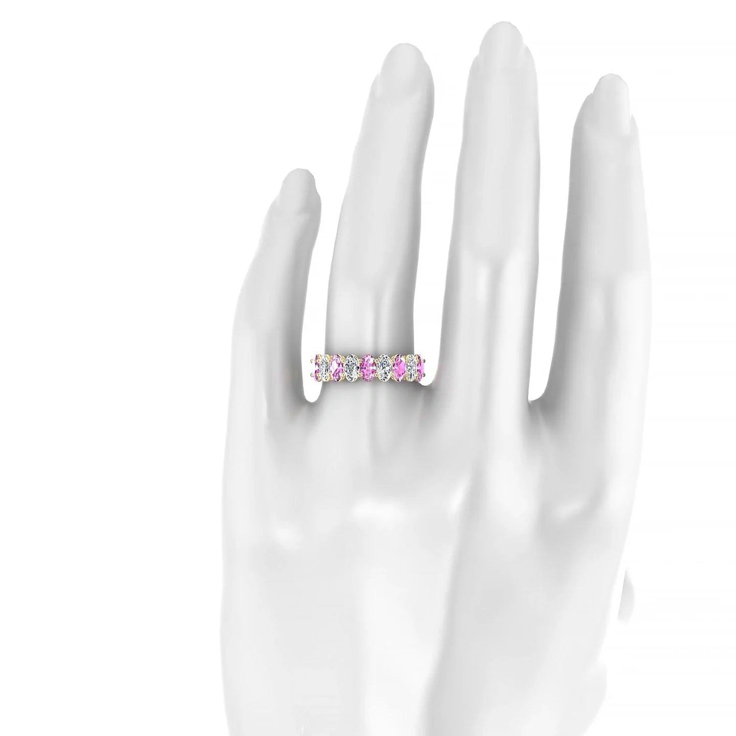 Affection | 18k Yellow Gold 5 x 3 mm Oval Pink Sapphire & Diamond Ring