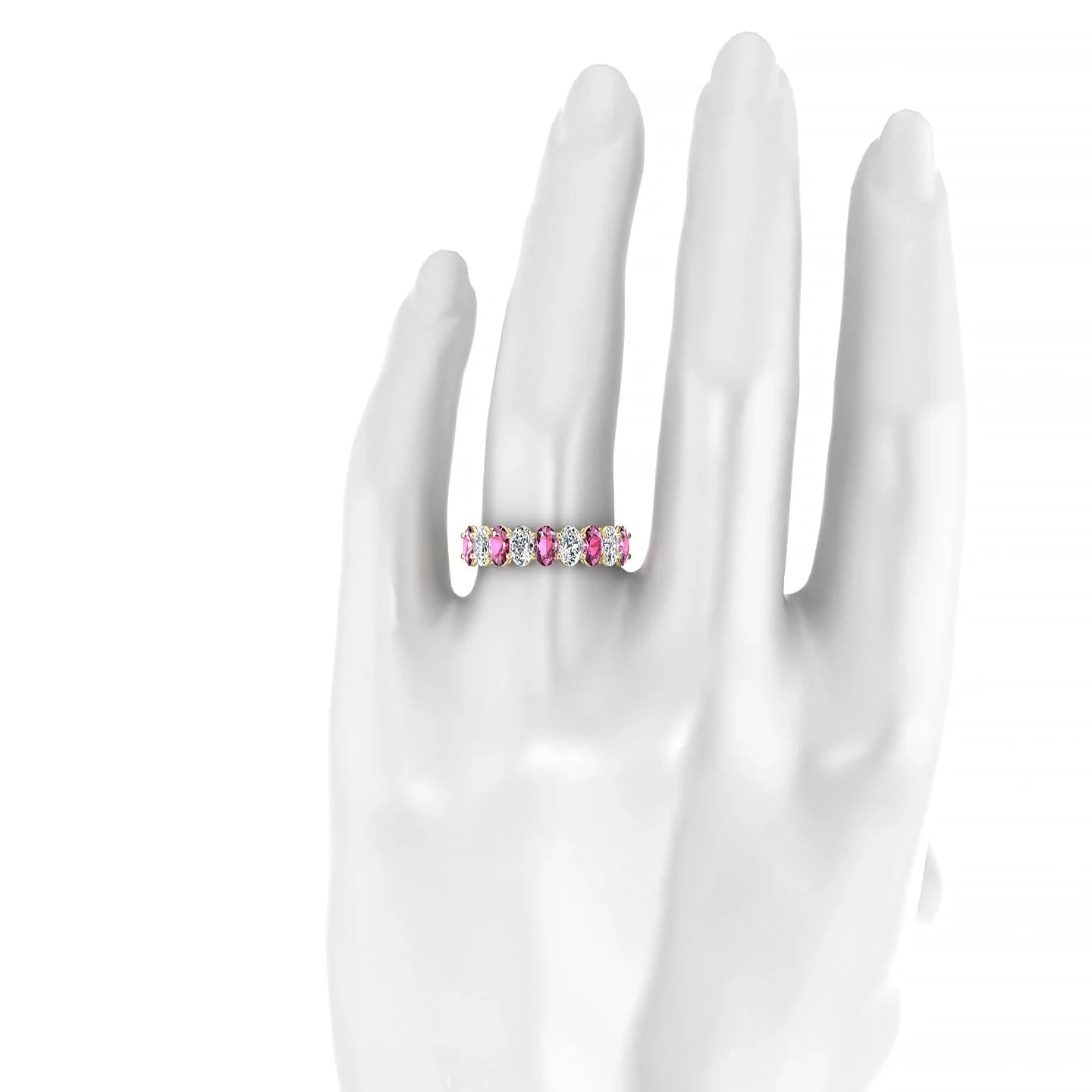 Affection | 18k Yellow Gold 5 x 3 mm Oval Rhodolite & Diamond Ring