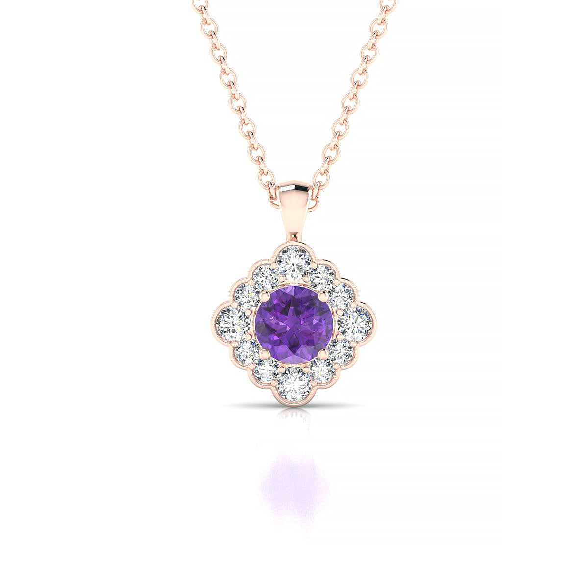 Aura | 18k Rose Gold 4.5 mm Round Amethyst Pendant