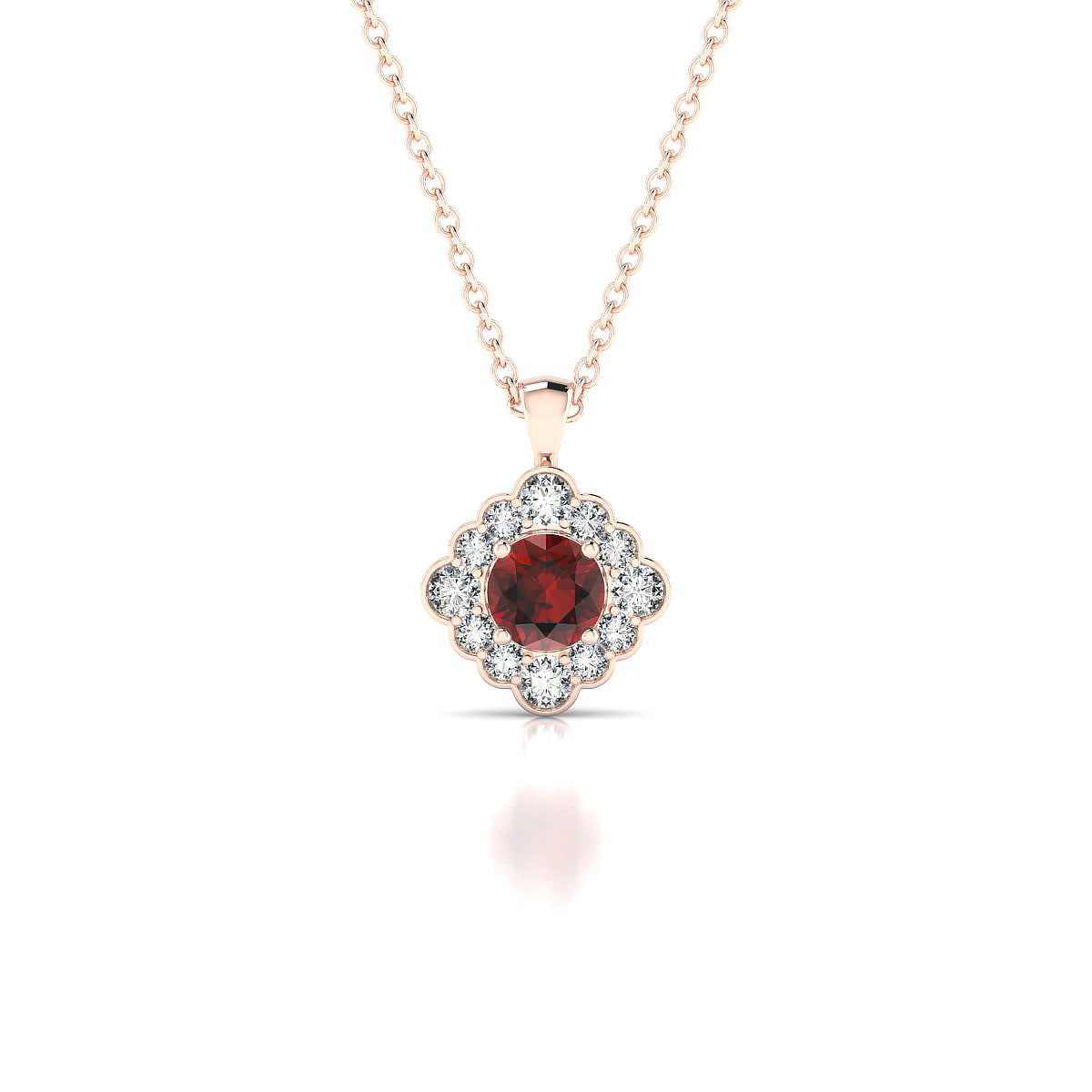 Aura | 18k Rose Gold 4.5 mm Round Garnet Pendant