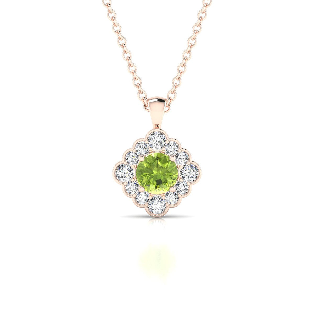 Aura | 18k Rose Gold 4.5 mm Round Peridot Pendant