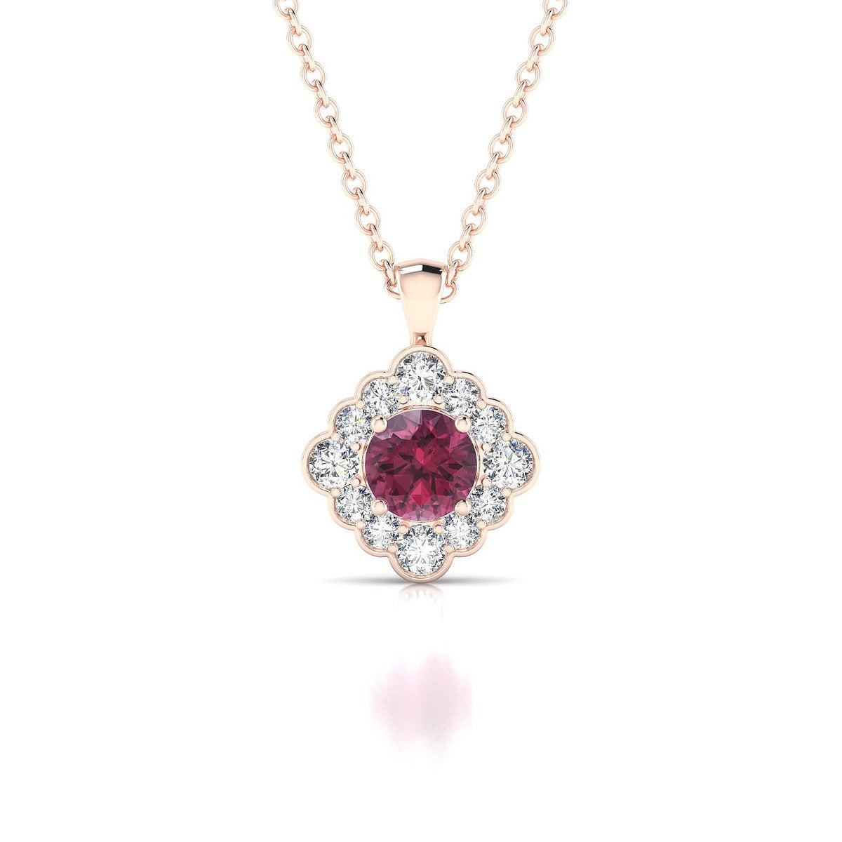 Aura | 18k Rose Gold 4.5 mm Round Rhodolite Pendant