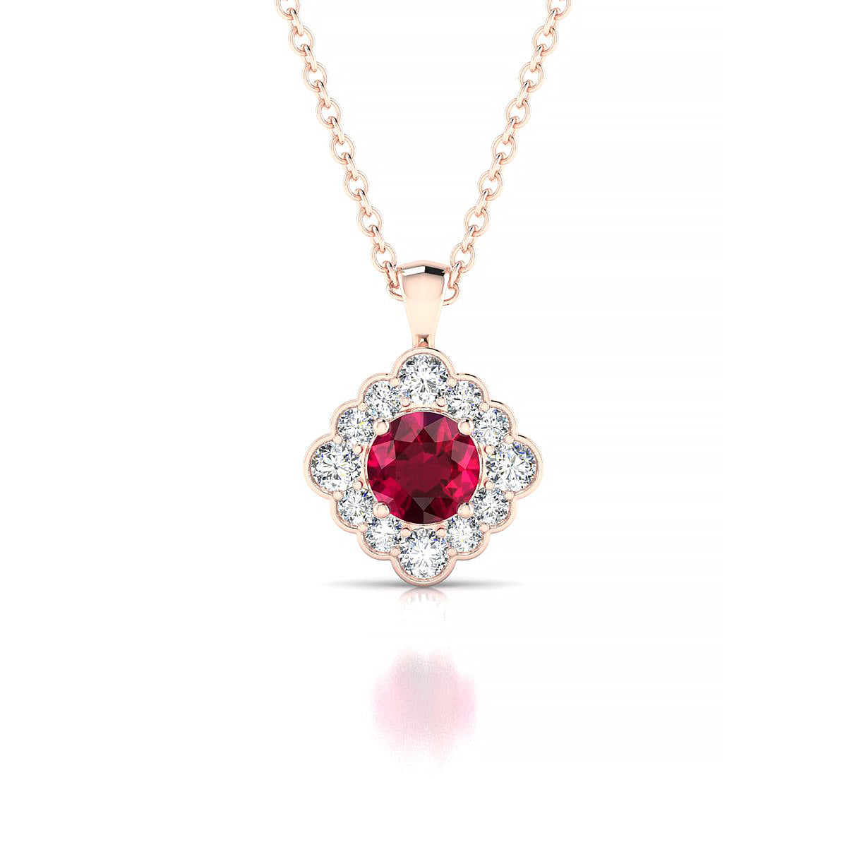 Aura | 18k Rose Gold 4.5 mm Round Ruby Pendant