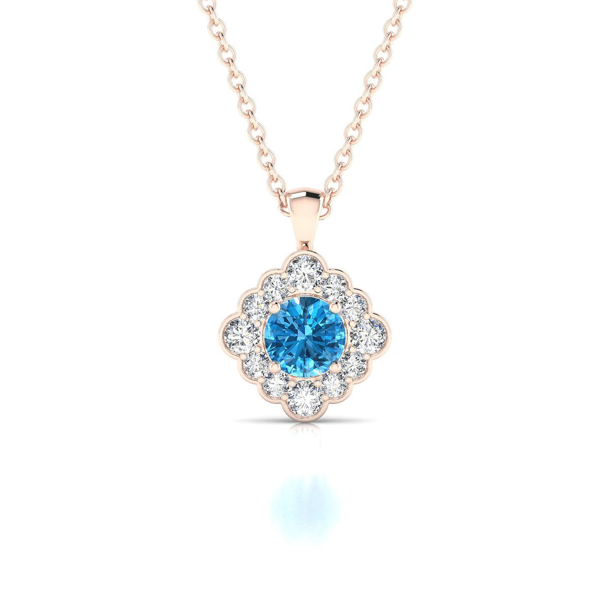 Aura | 18k Rose Gold 4.5 mm Round Topaz Pendant