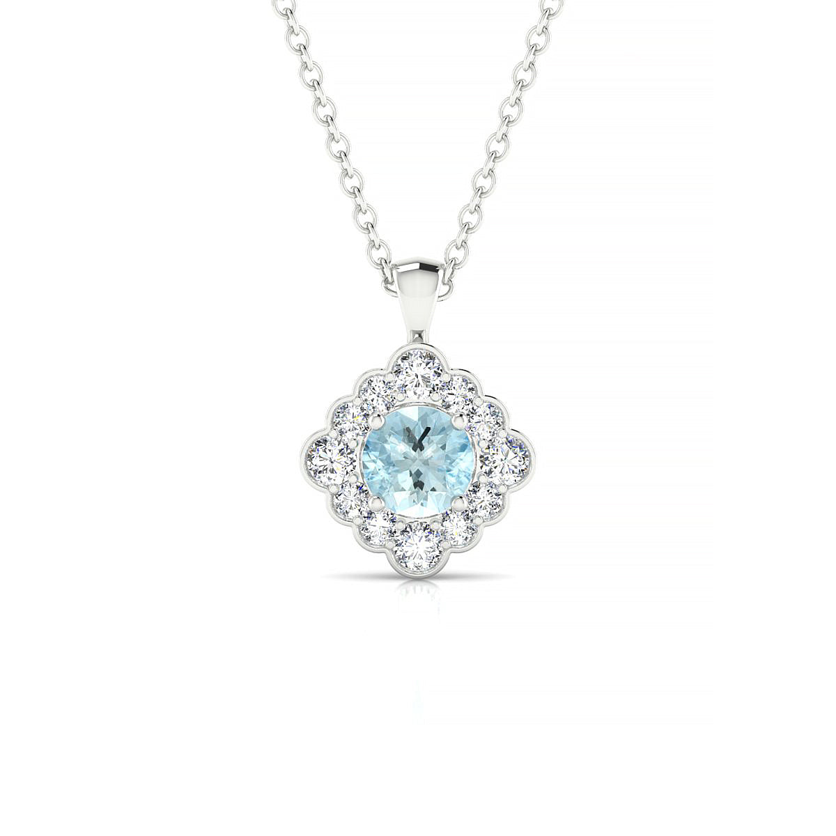 Aura | 18k White Gold 4.5 mm Round Aquamarine Pendant