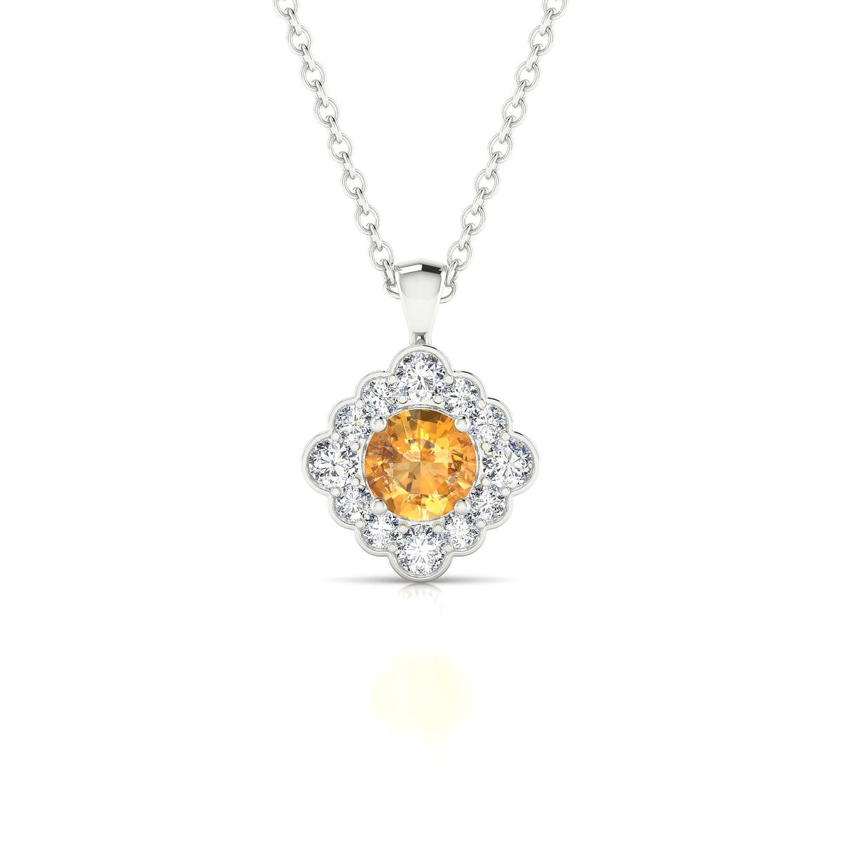 Aura | 18k White Gold 4.5 mm Round Citrine Pendant