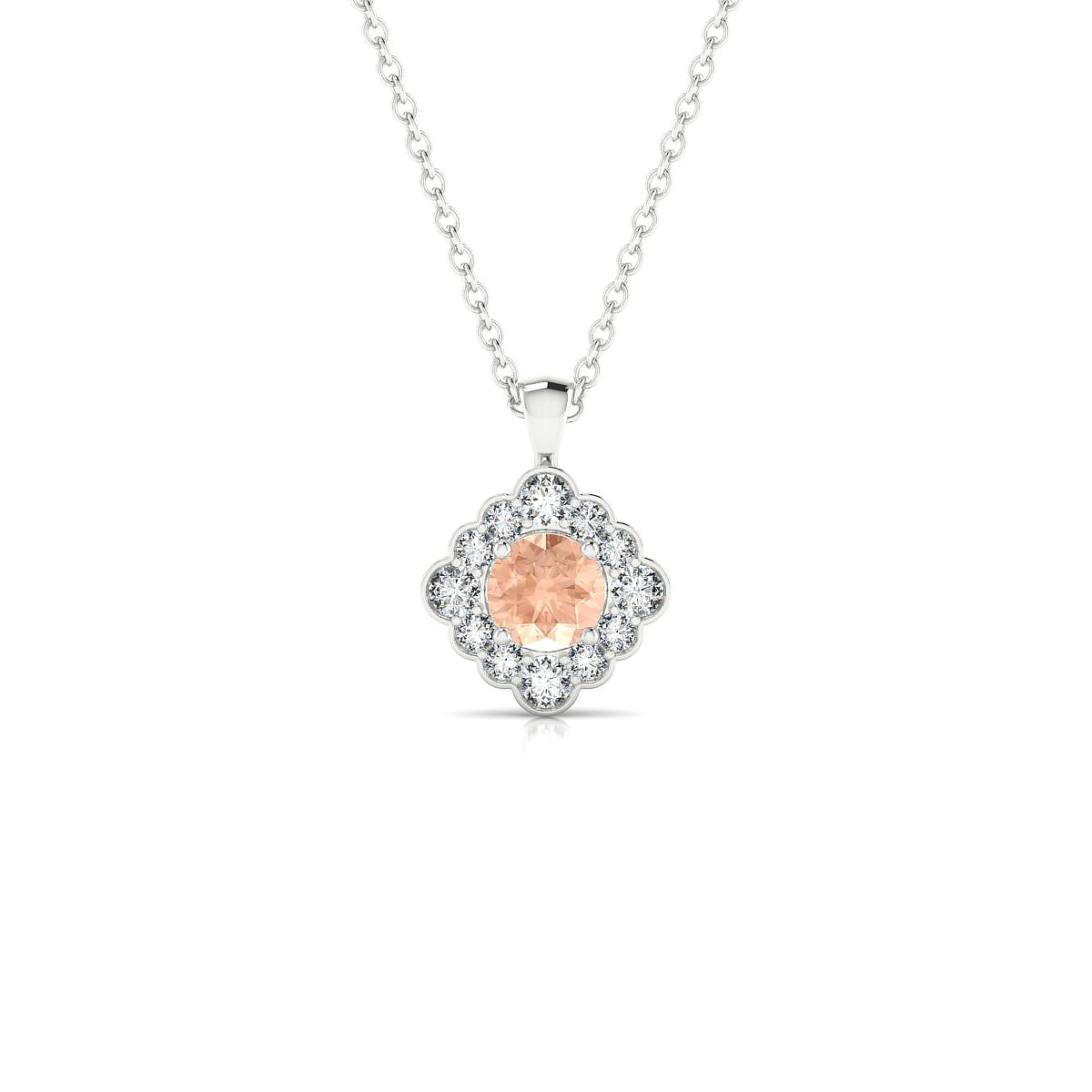 Aura | 18k White Gold 4.5 mm Round Morganite Pendant