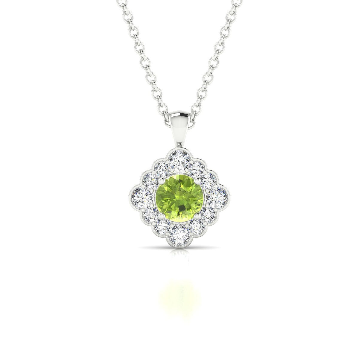 Aura | 18k White Gold 4.5 mm Round Peridot Pendant