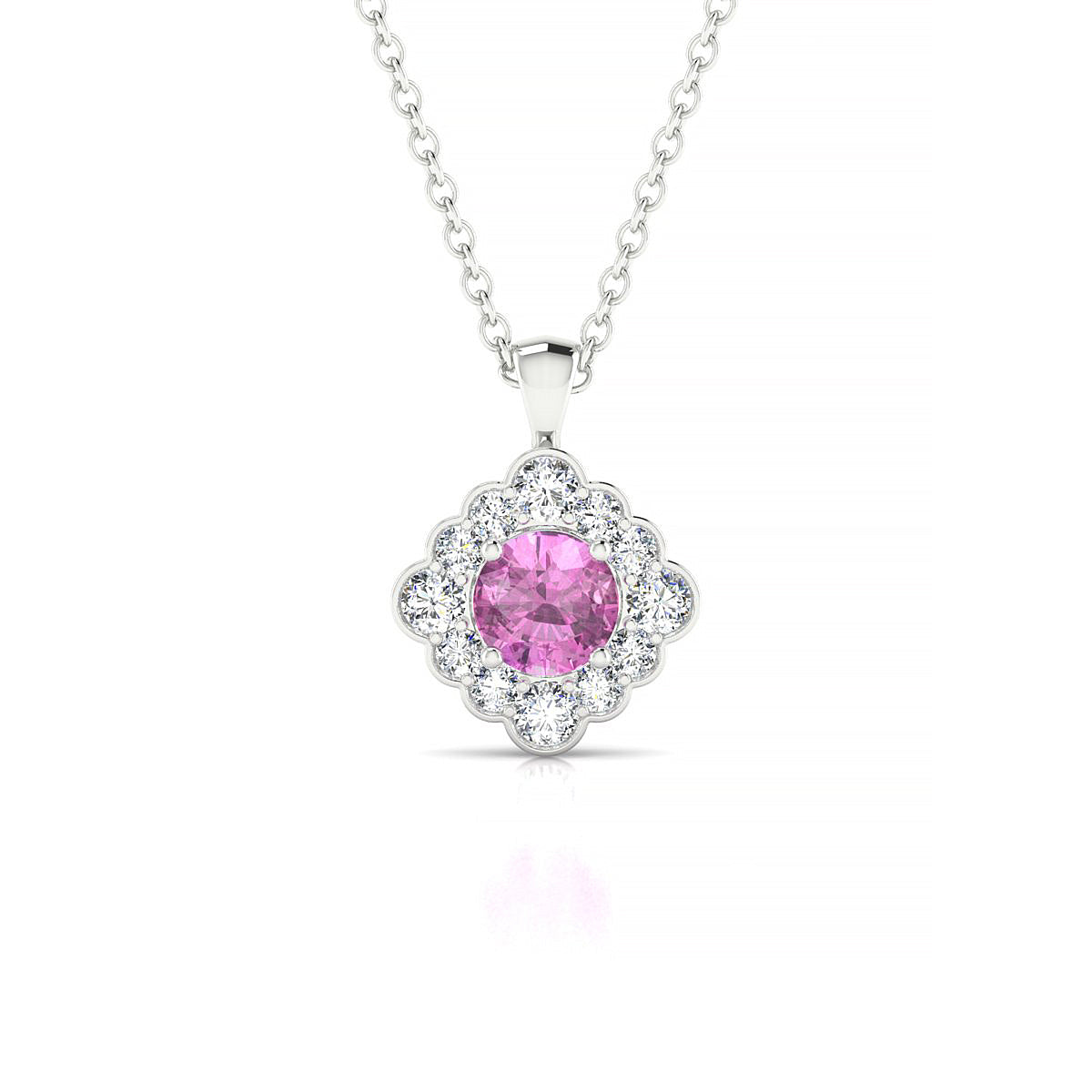 Aura | 18k White Gold 4.5 mm Round Pink Sapphire Pendant