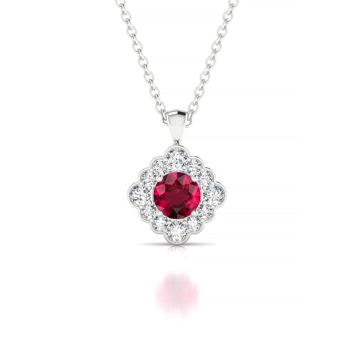 Aura | 18k White Gold 4.5 mm Round Ruby Pendant