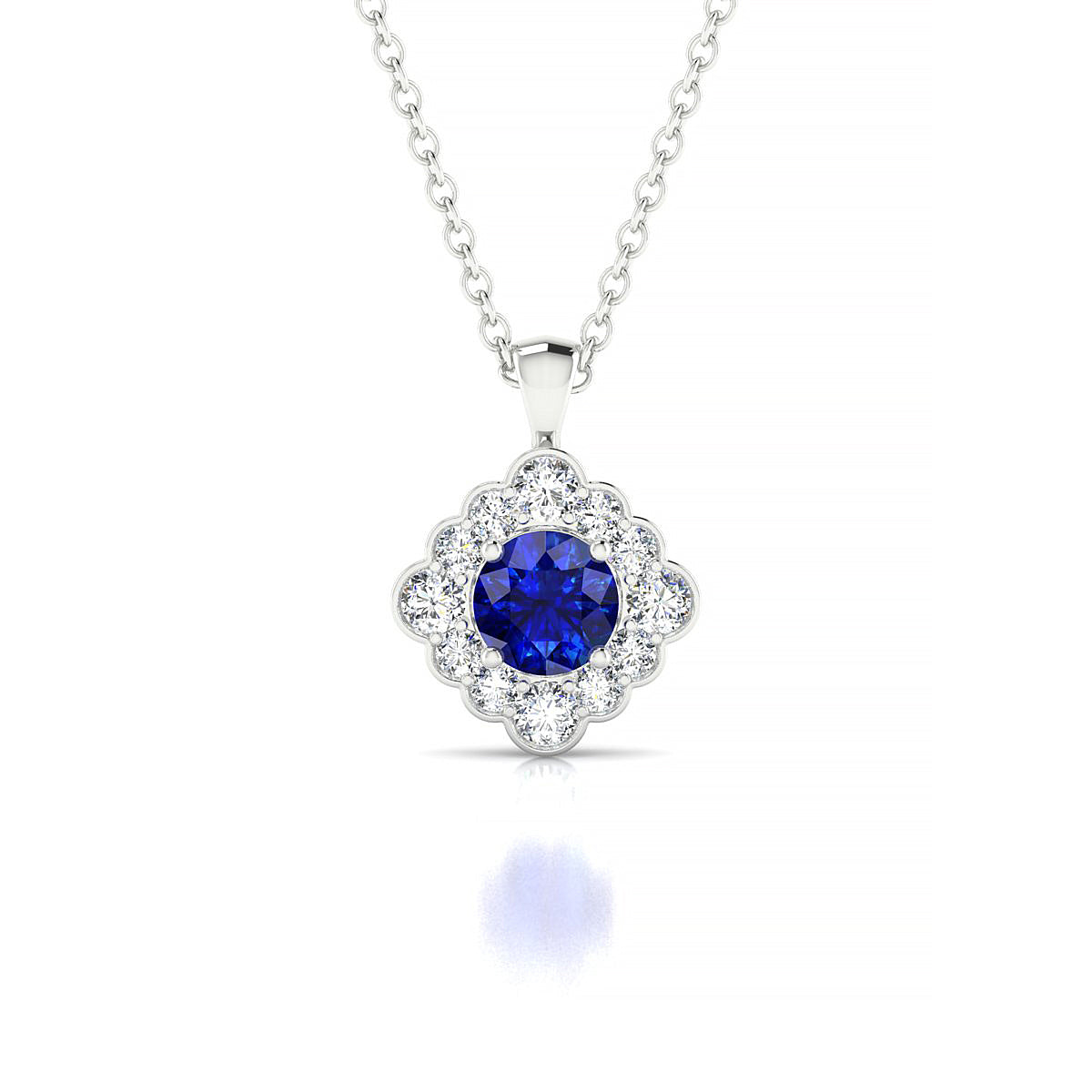 Aura | 18k White Gold 4.5 mm Round Sapphire Pendant