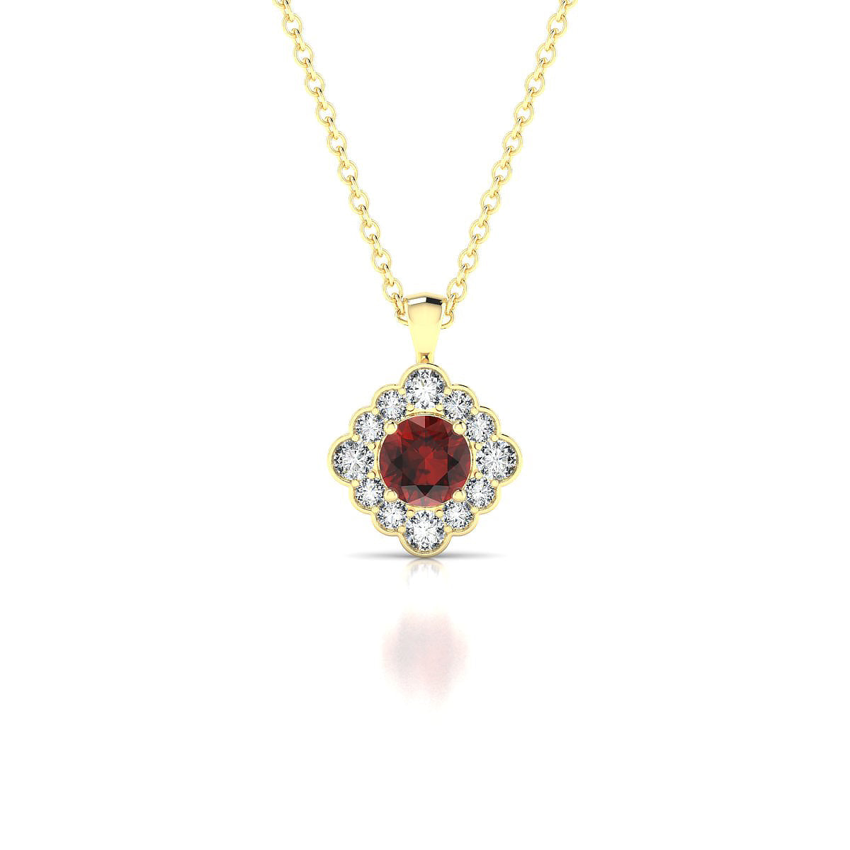 Aura | 18k Yellow Gold 4.5 mm Round Garnet Pendant
