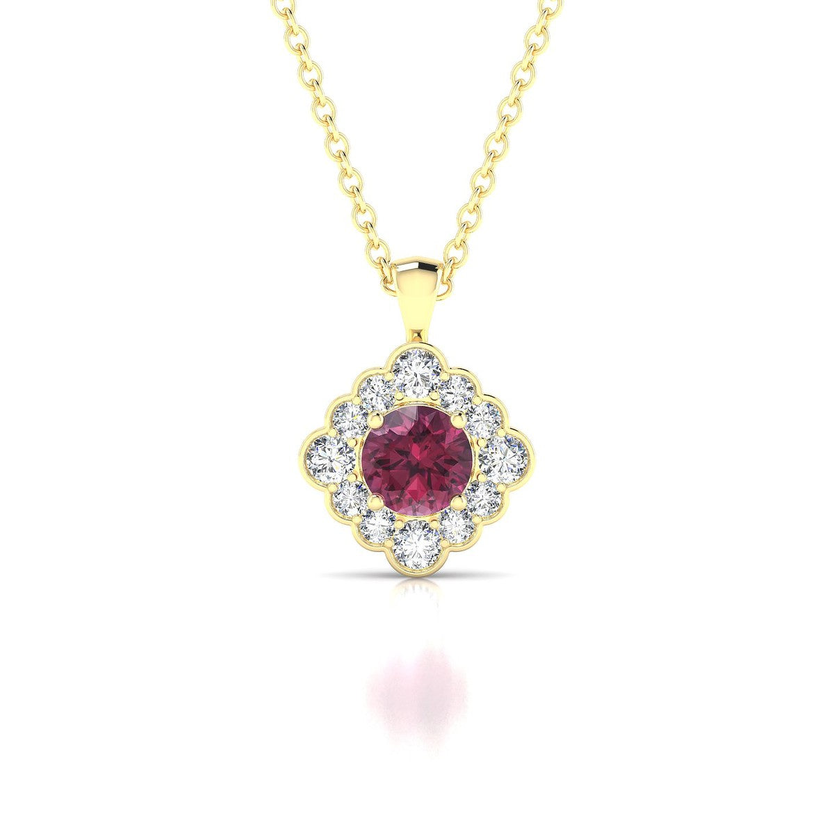 Aura | 18k Yellow Gold 4.5 mm Round Rhodolite Pendant