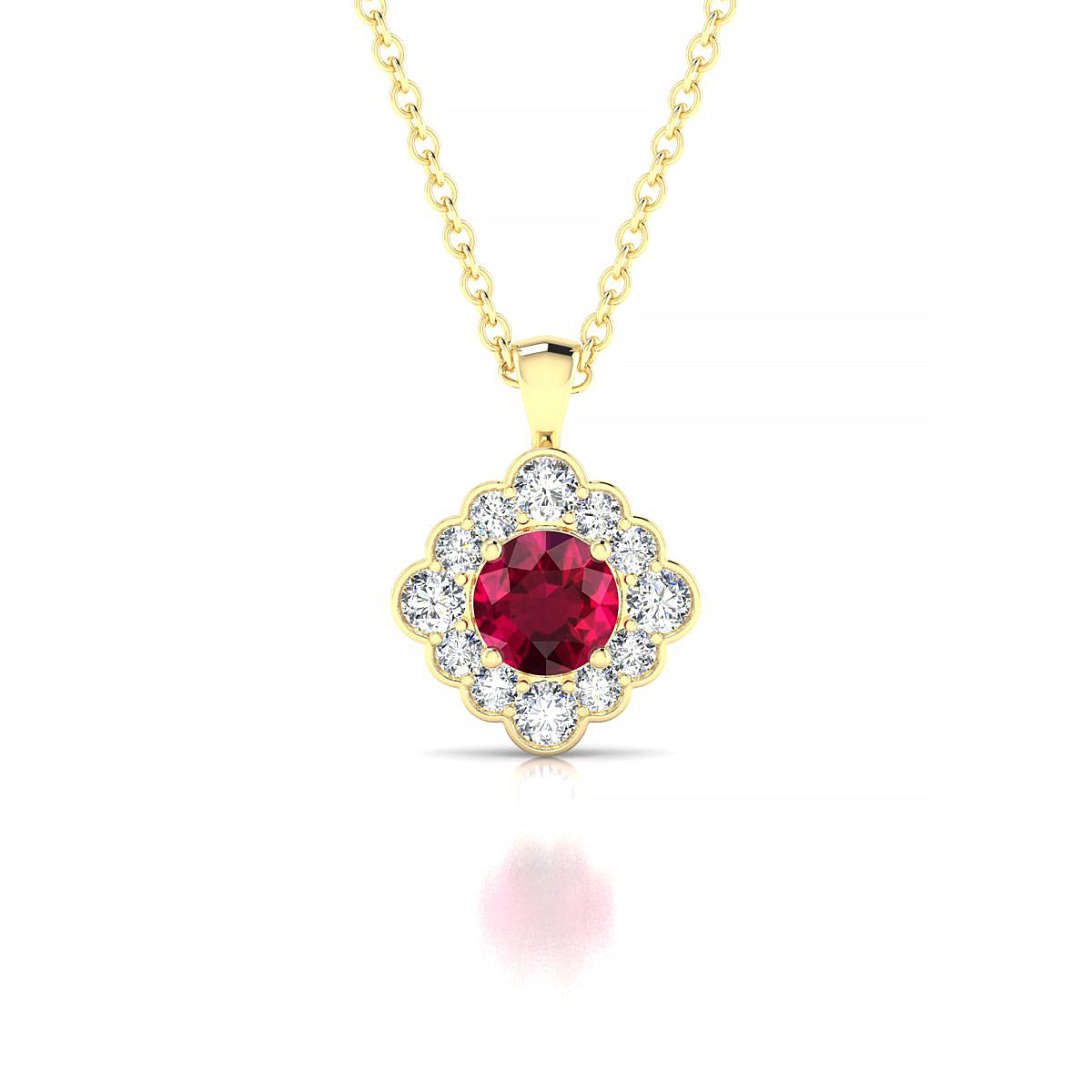 Aura | 18k Yellow Gold 4.5 mm Round Ruby Pendant