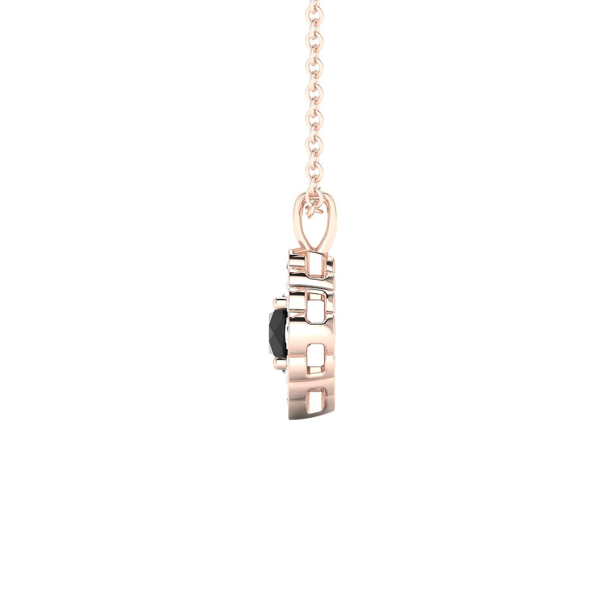 Aura | 18k Rose Gold 4.5 mm Round Black Diamond Pendant