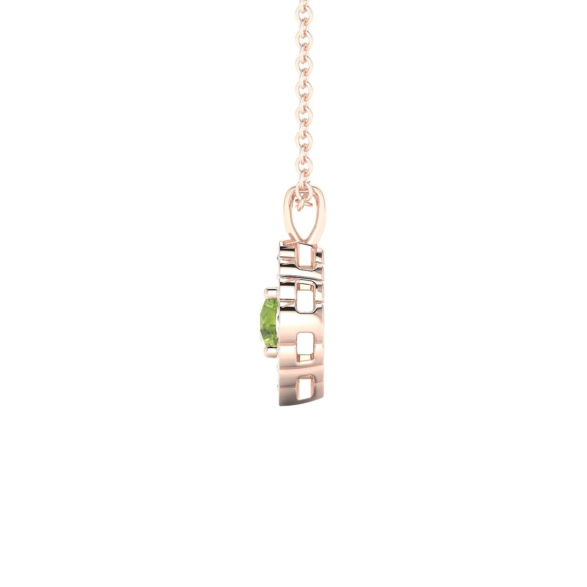 Aura | 18k Rose Gold 4.5 mm Round Peridot Pendant