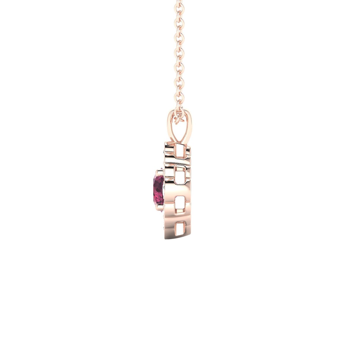 Aura | 18k Rose Gold 4.5 mm Round Rhodolite Pendant