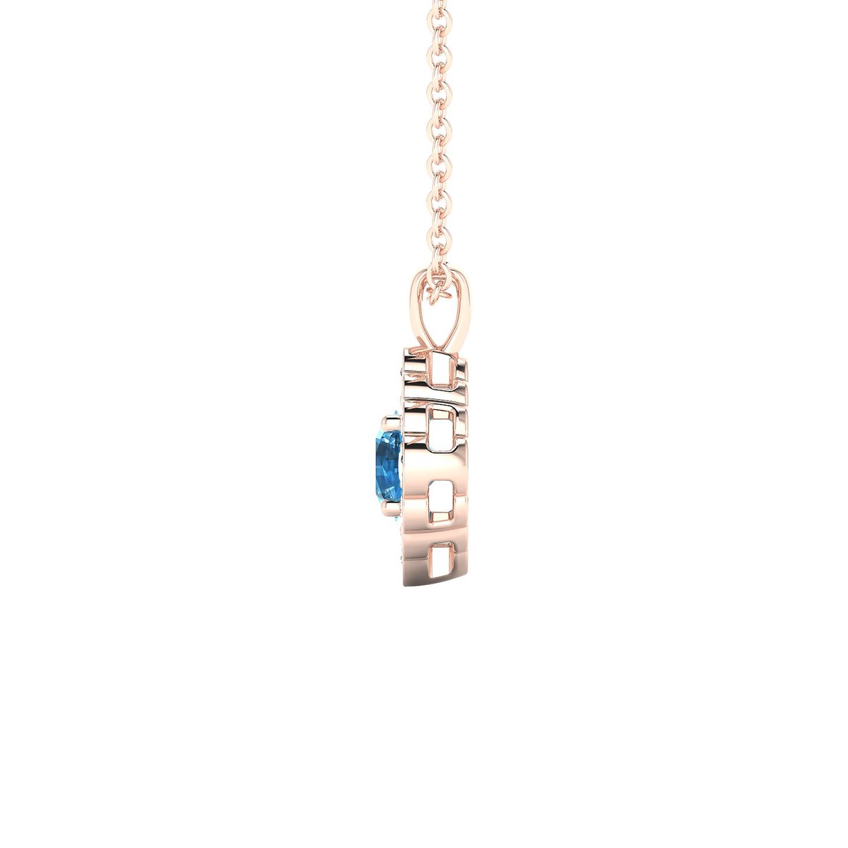 Aura | 18k Rose Gold 4.5 mm Round Topaz Pendant