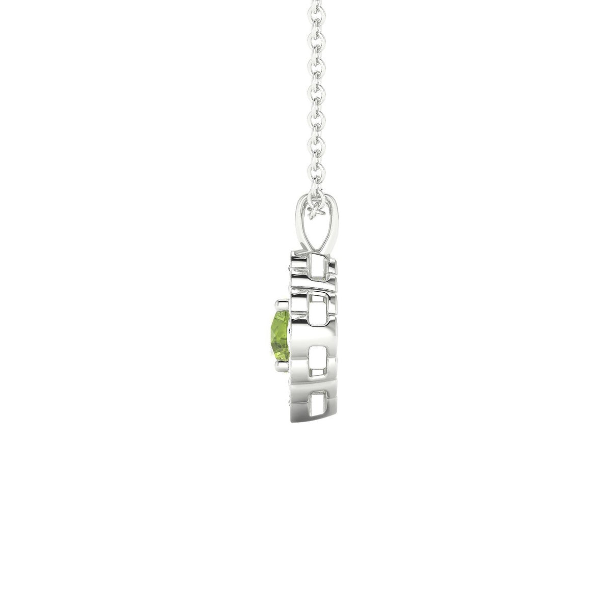 Aura | 18k White Gold 4.5 mm Round Peridot Pendant
