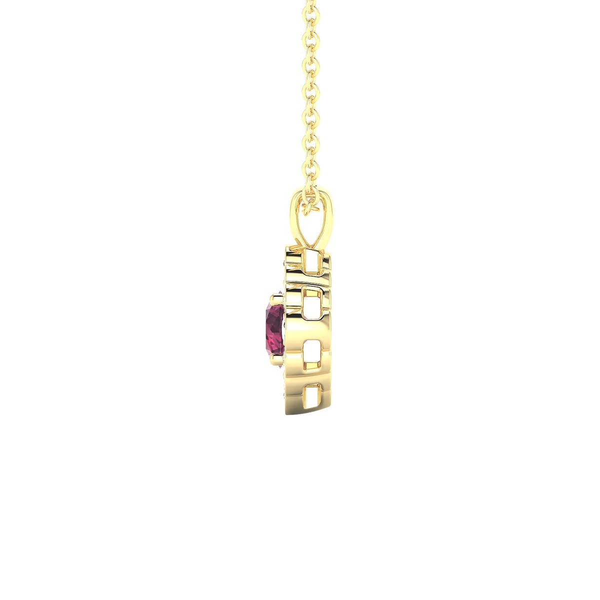 Aura | 18k Yellow Gold 4.5 mm Round Rhodolite Pendant