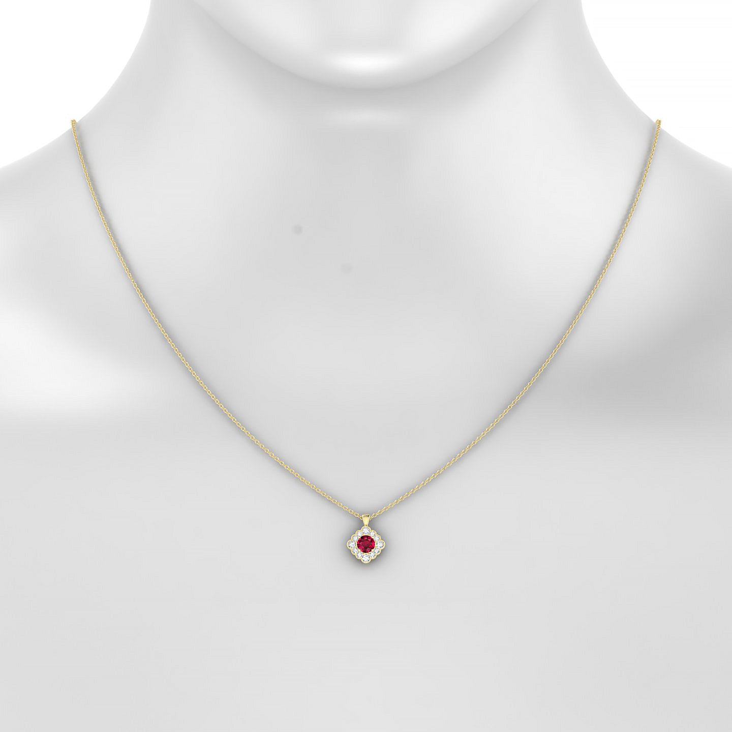 Aura | 18k Yellow Gold 4.5 mm Round Ruby Pendant