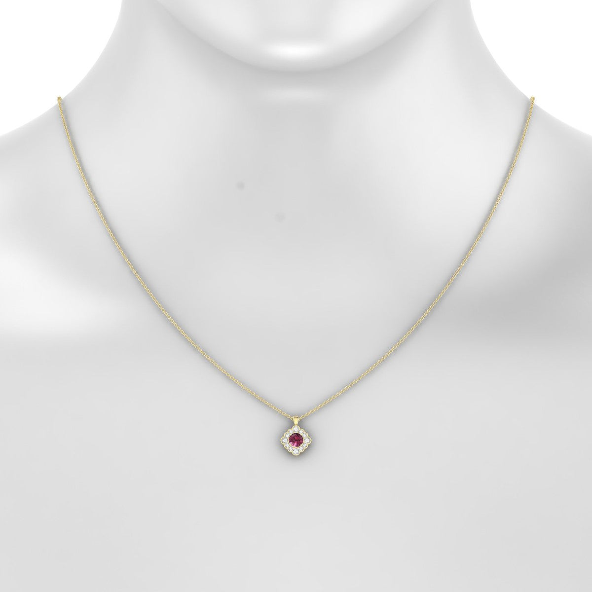 Aura | 18k Yellow Gold 4.5 mm Round Rhodolite Pendant