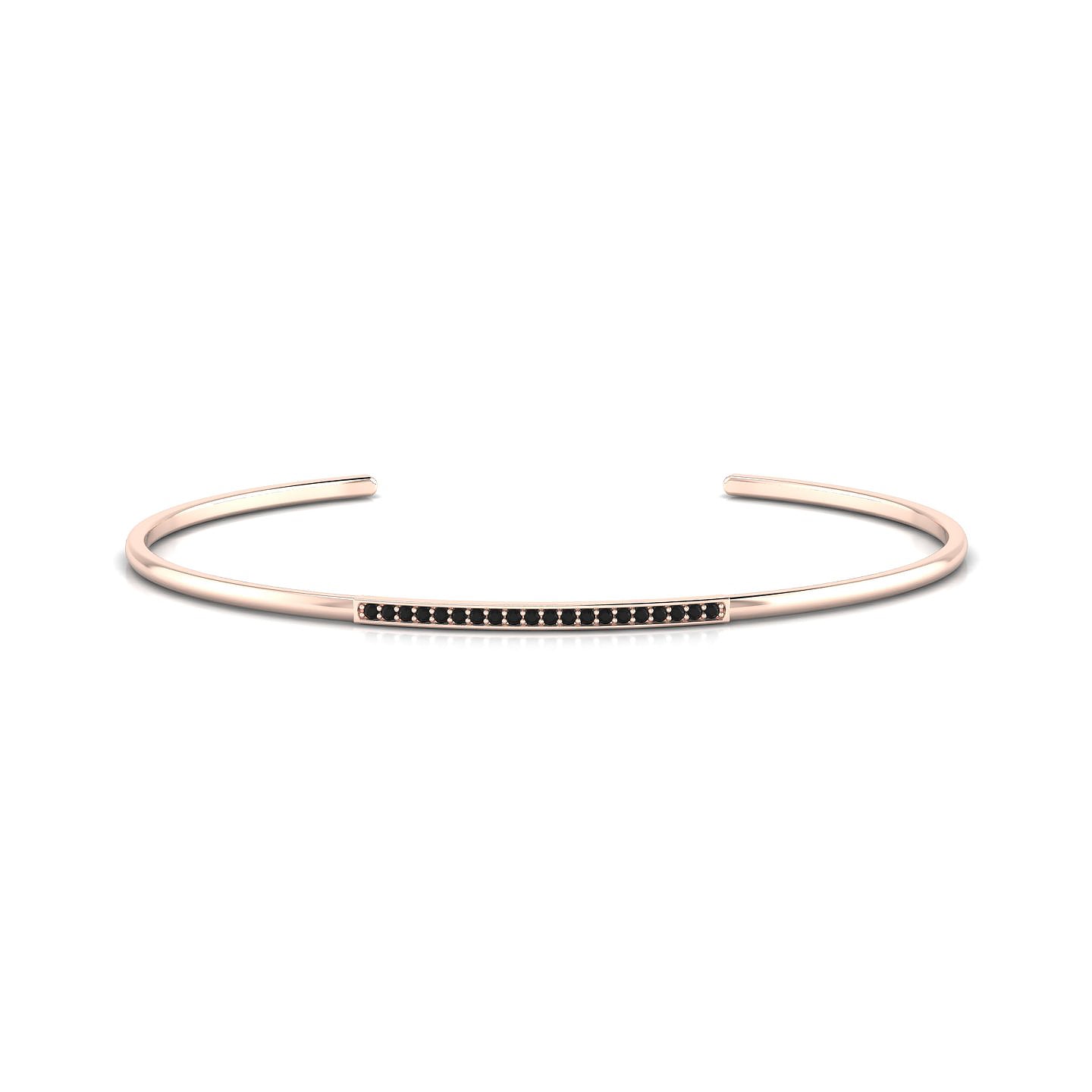Bliss | 18k Rose Gold 1.1 mm Round Black Diamond Bangle