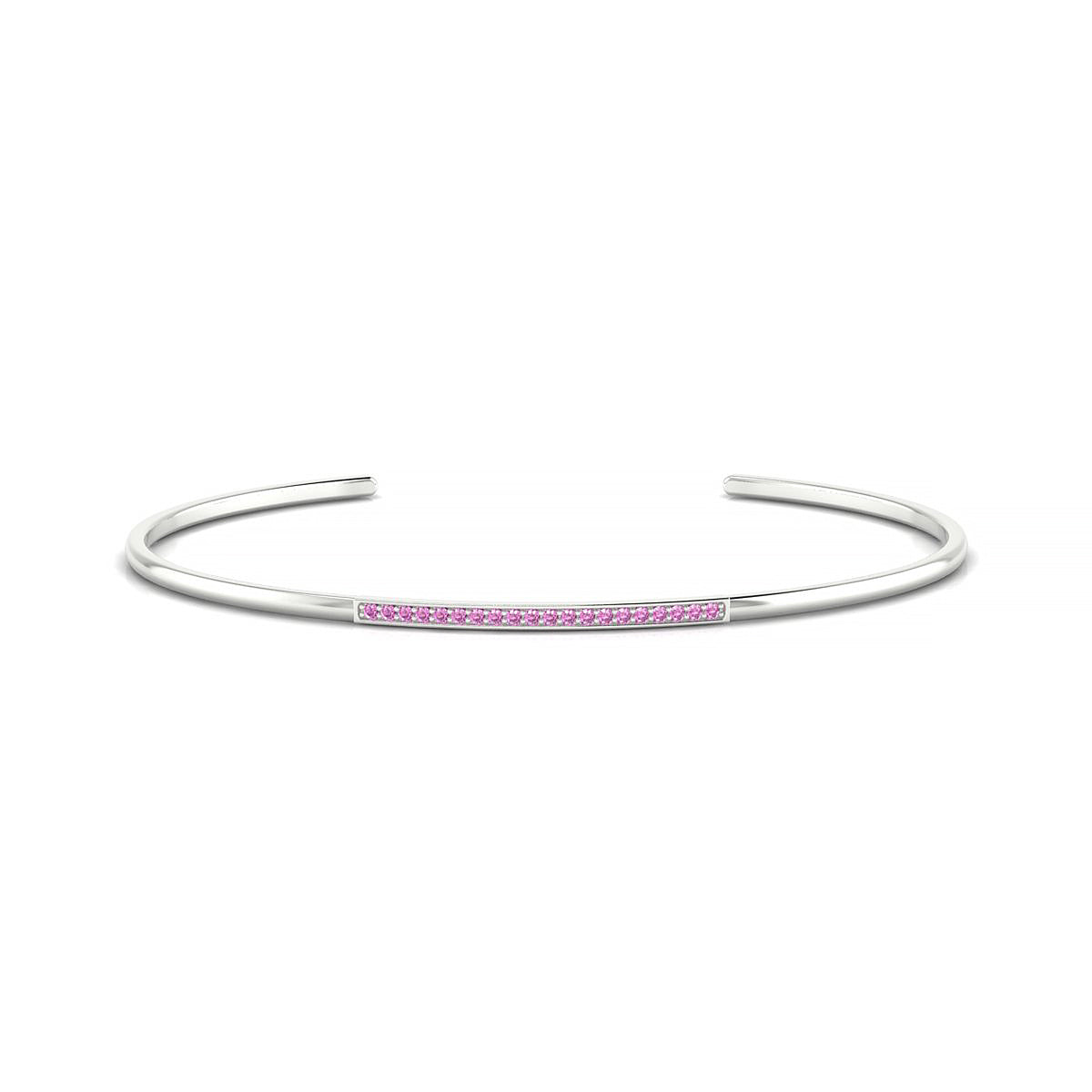 Bliss | 18k White Gold 1.1 mm Round Pink Sapphire Bangle