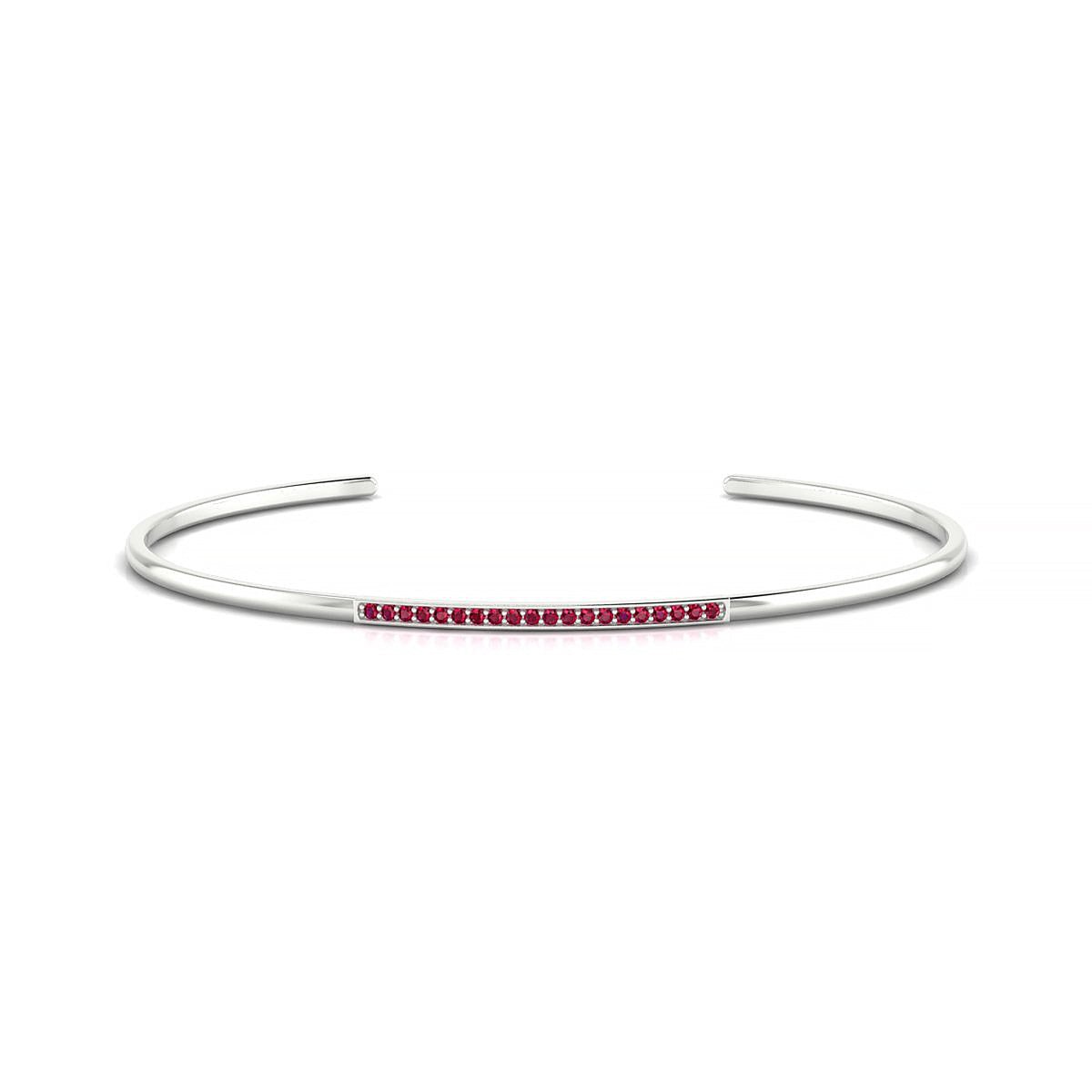 Bliss | 18k White Gold 1.1 mm Round Ruby Bangle