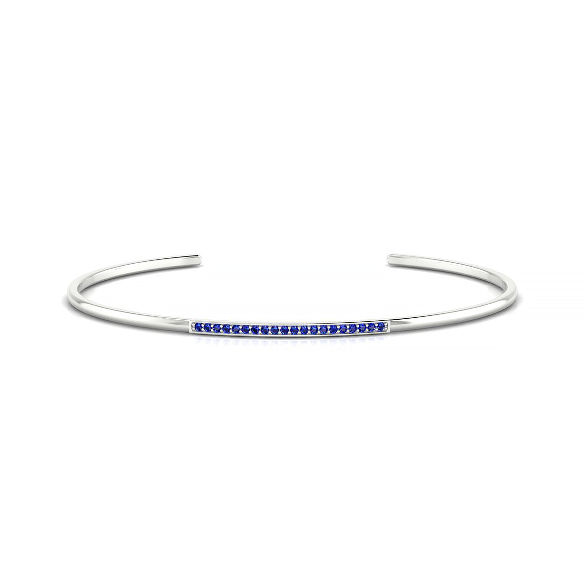 Bliss | 18k White Gold 1.1 mm Round Sapphire Bangle