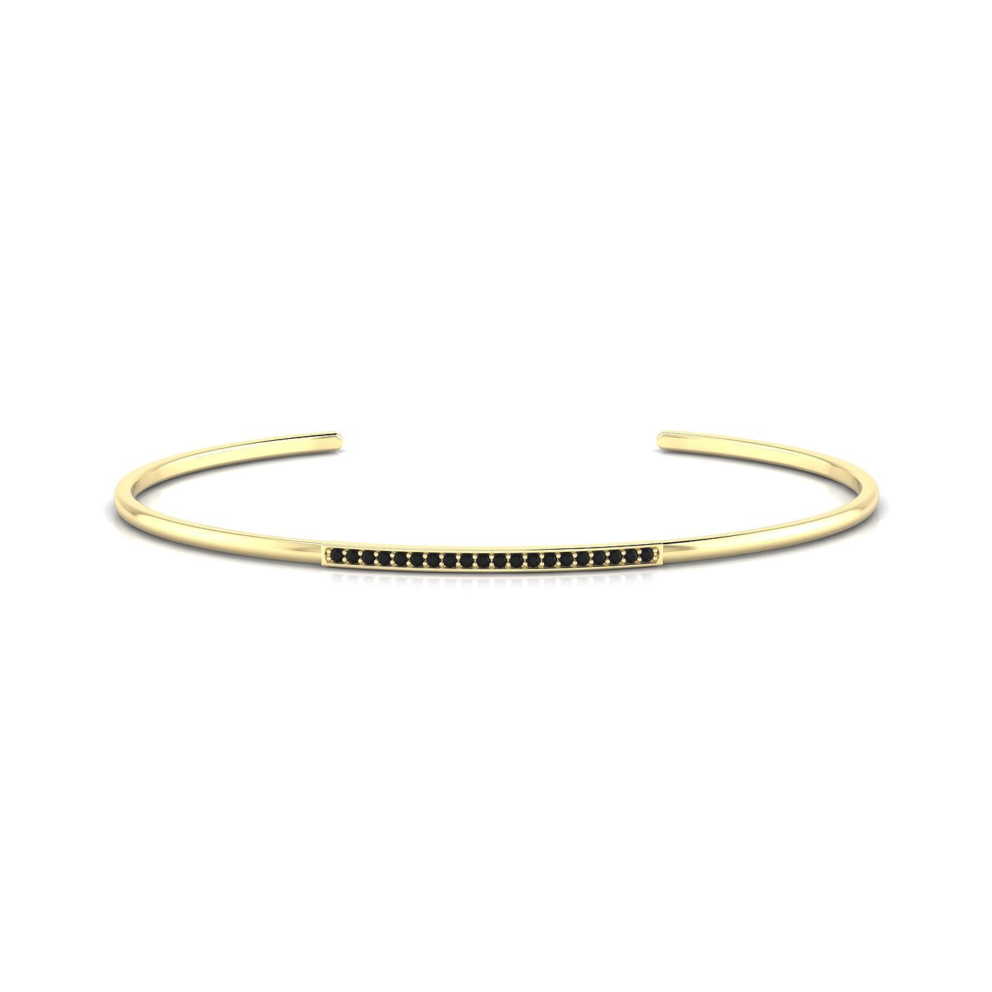 Bliss | 18k Yellow Gold 1.1 mm Round Black Diamond Bangle