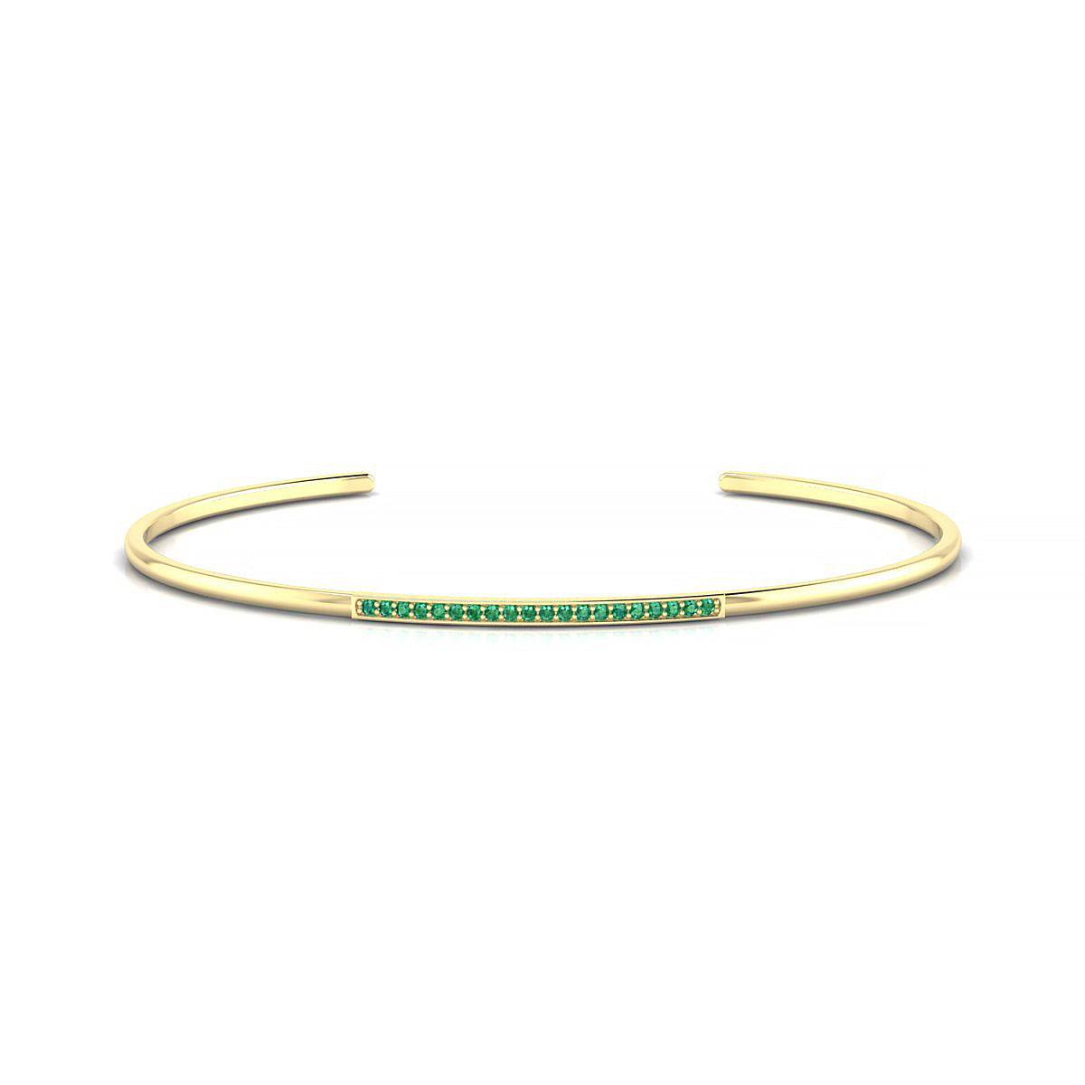 Bliss | 18k Yellow Gold 1.1 mm Round Emerald Bangle
