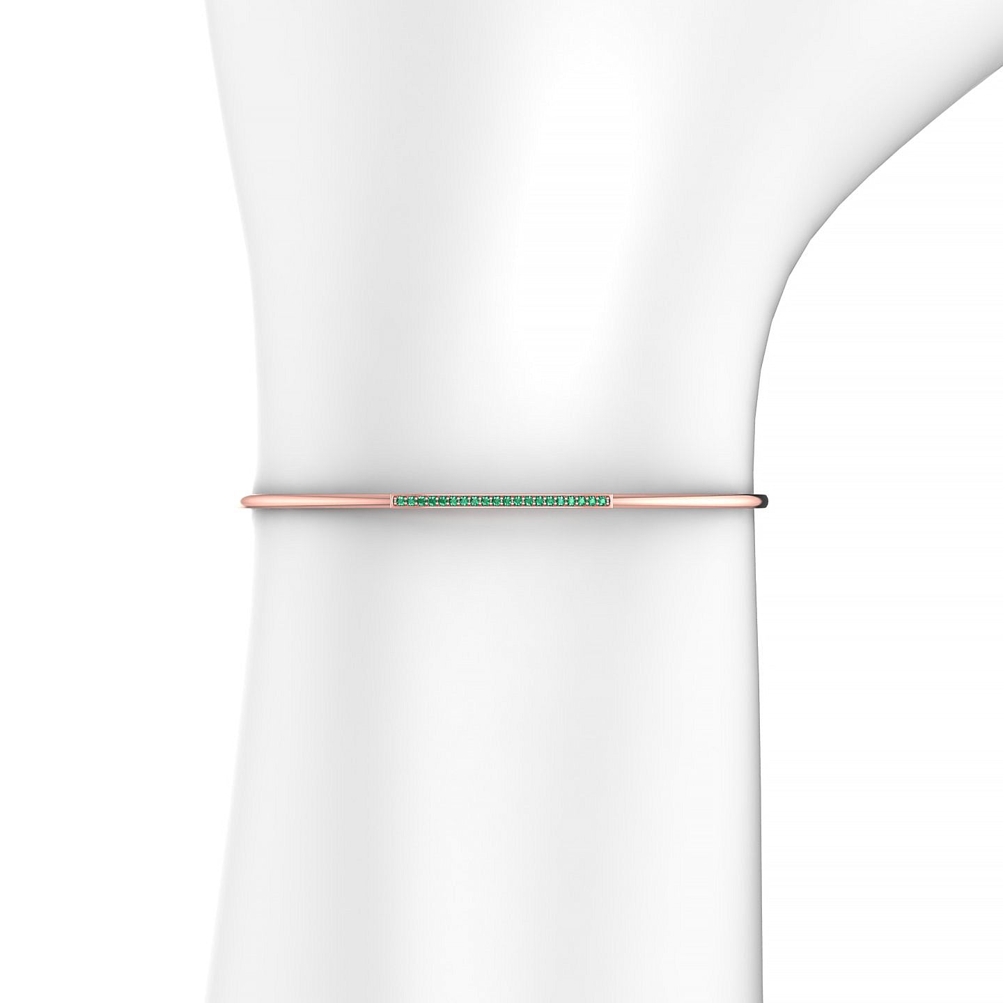 Bliss | 18k Rose Gold 1.1 mm Round Emerald Bangle