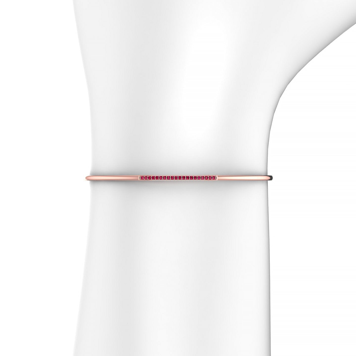 Bliss | 18k Rose Gold 1.1 mm Round Ruby Bangle