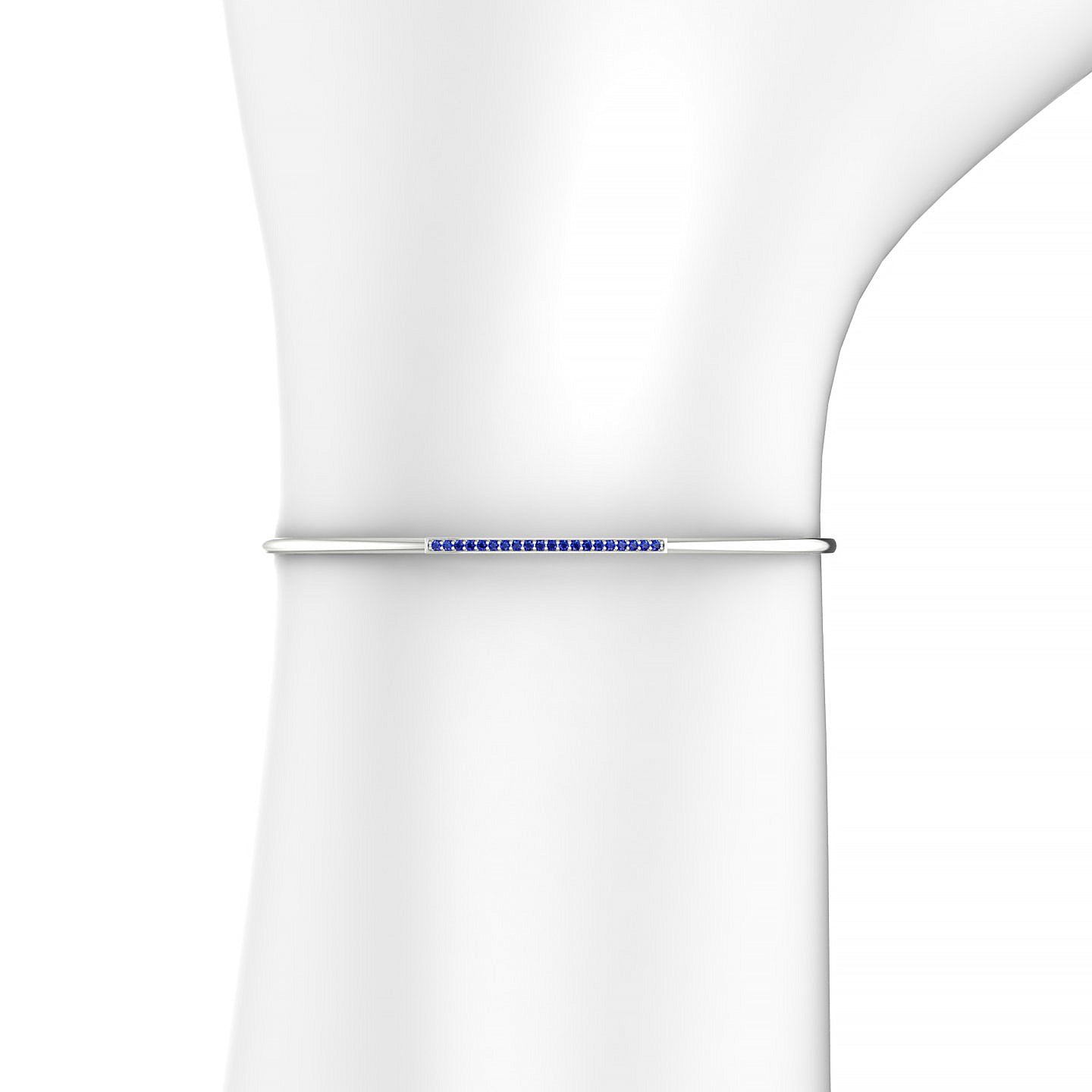 Bliss | 18k White Gold 1.1 mm Round Sapphire Bangle