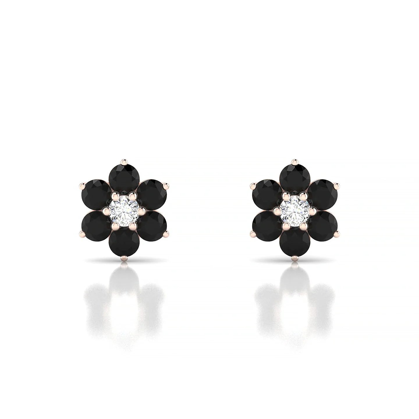 Bloom | 18k Rose Gold 2.5 mm Round Black Diamond Earrings