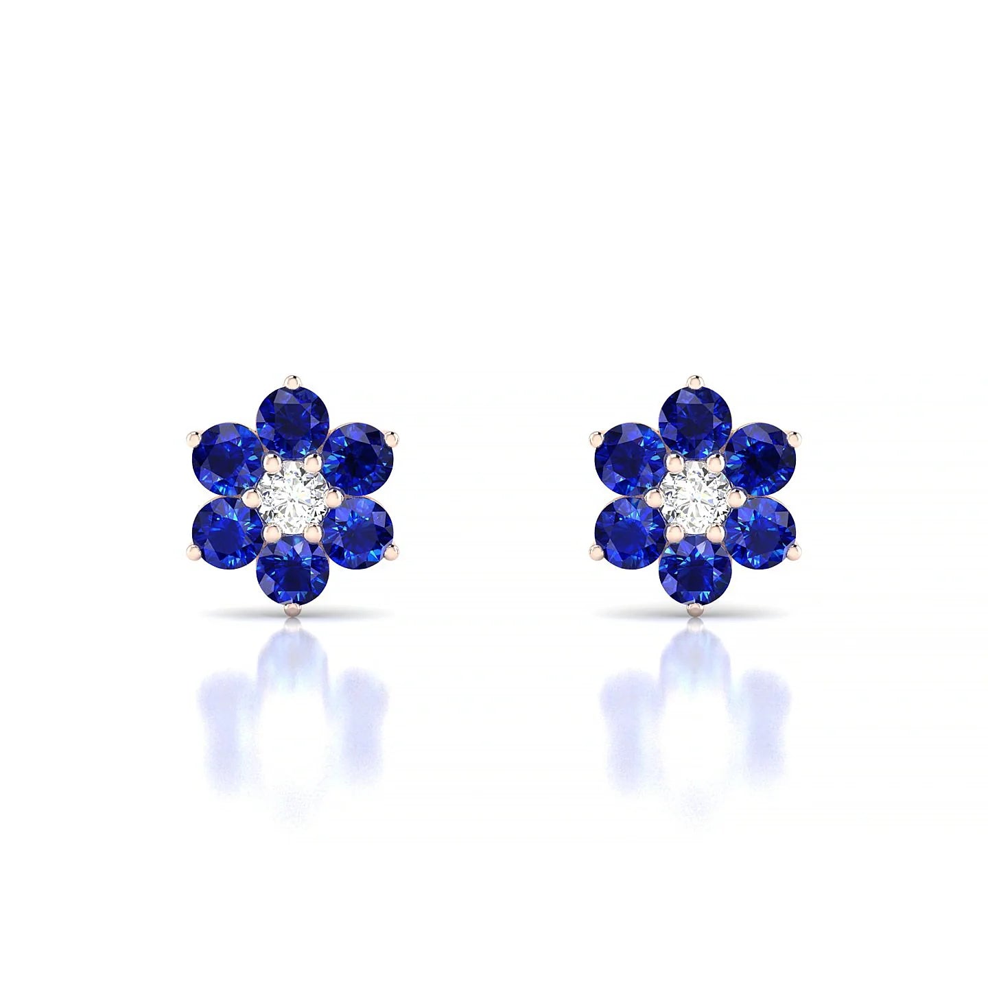 Bloom | 18k Rose Gold 2.5 mm Round Sapphire Earrings