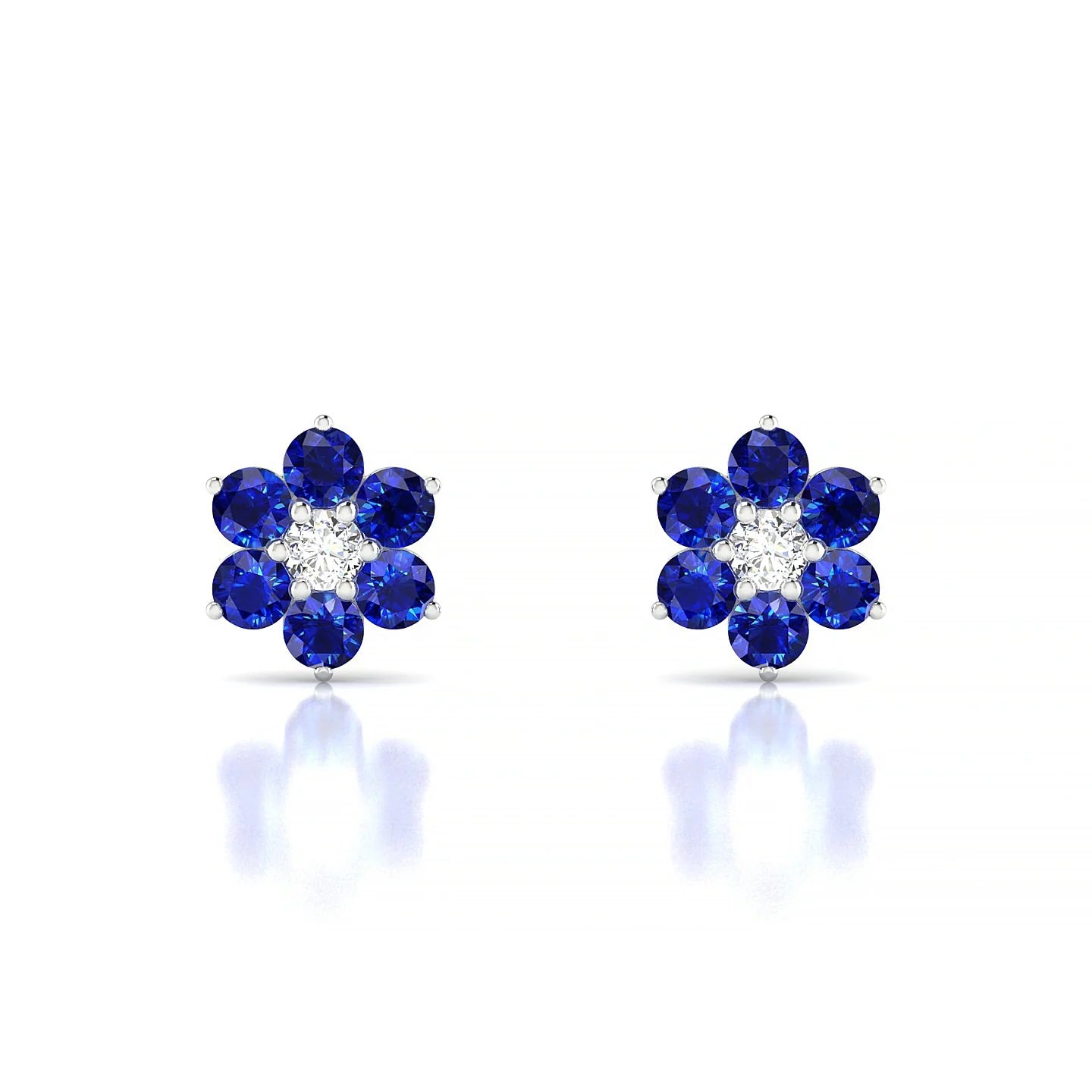 Bloom | 18k White Gold 2.5 mm Round Sapphire Earrings