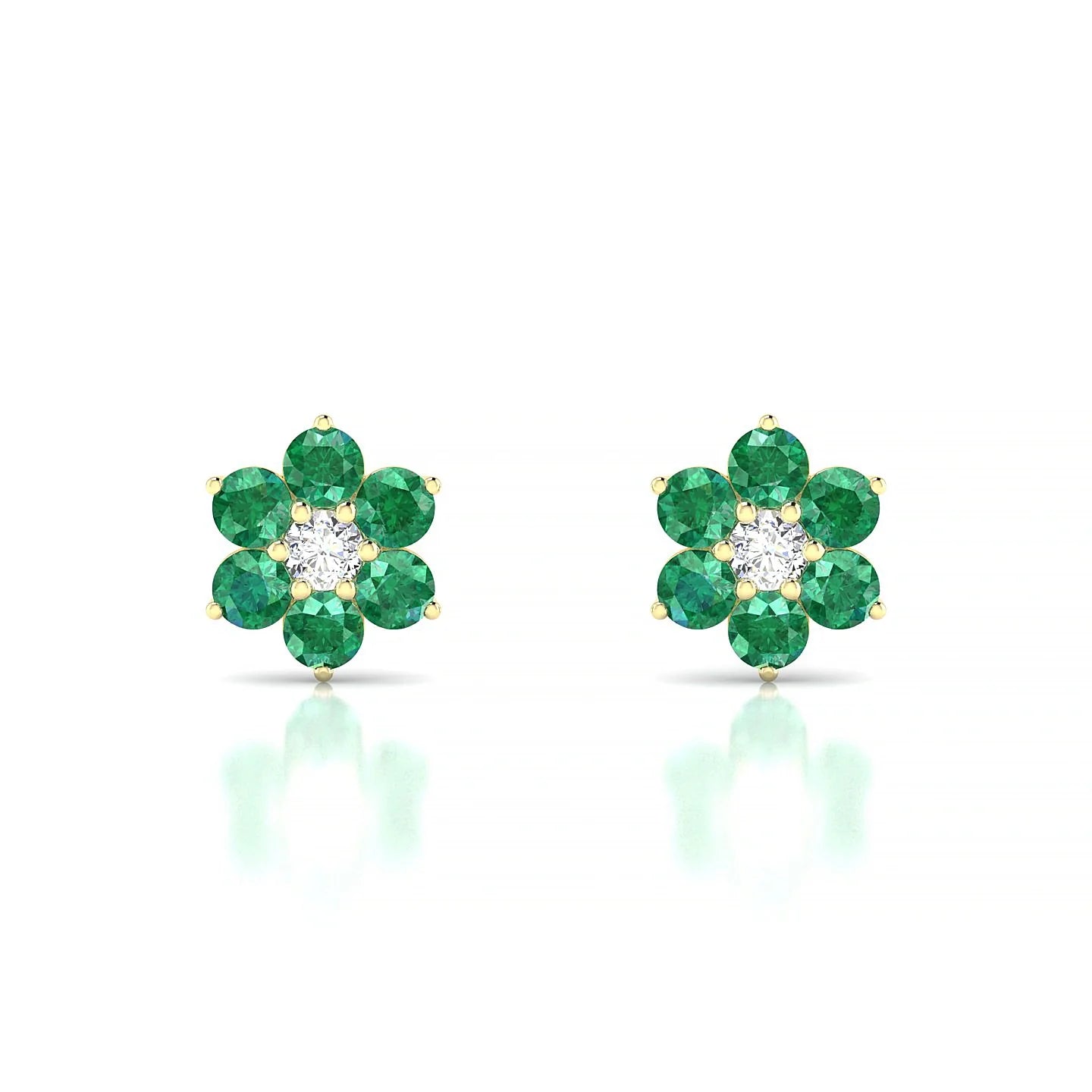 Bloom | 18k Yellow Gold 2.5 mm Round Emerald Earrings