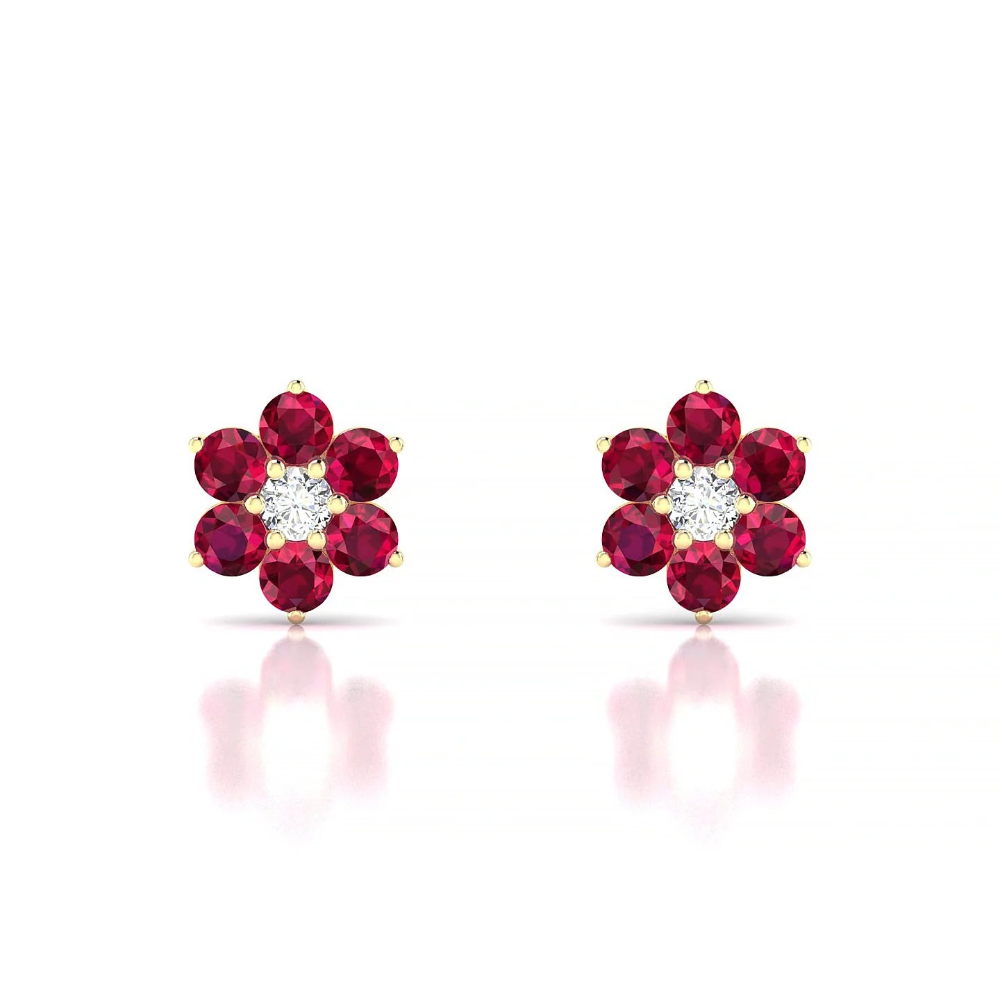 Bloom | 18k Yellow Gold 2.5 mm Round Ruby Earrings