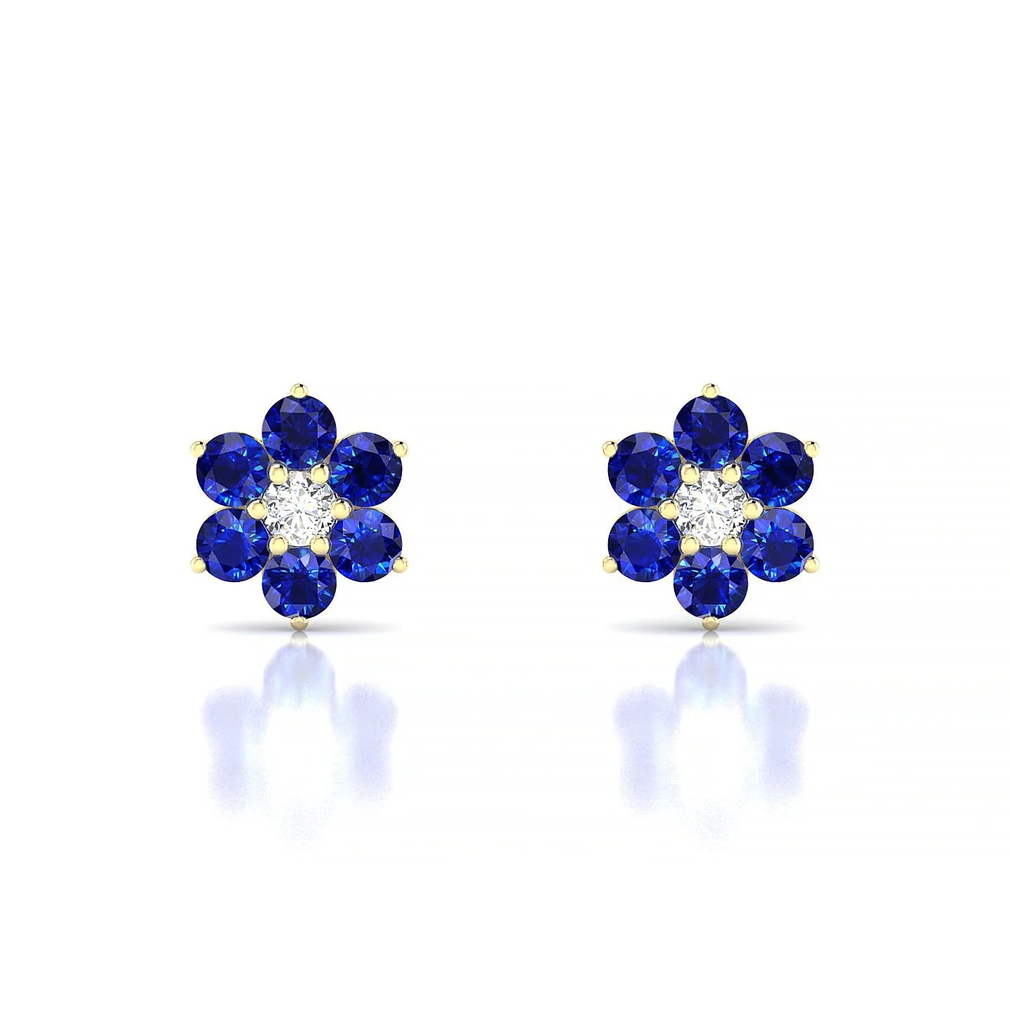 Bloom | 18k Yellow Gold 2.5 mm Round Sapphire Earrings