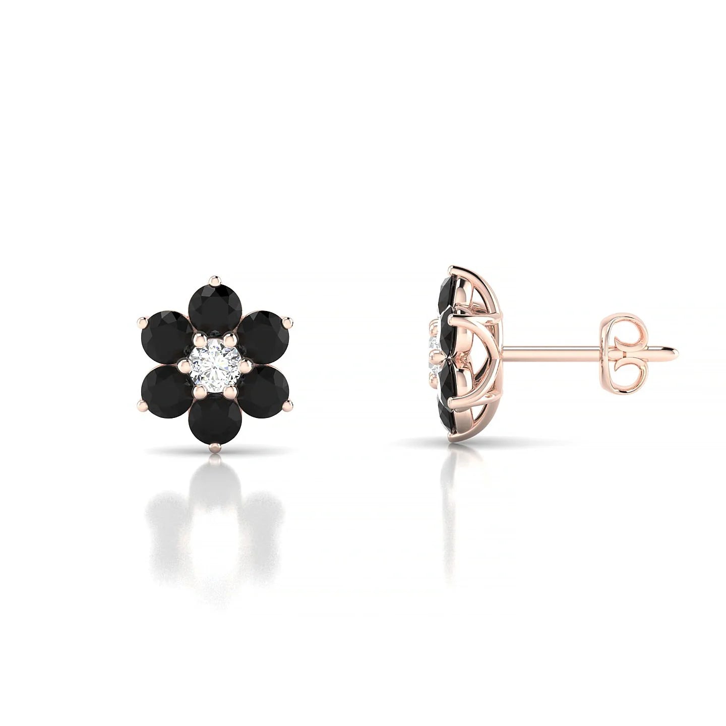 Bloom | 18k Rose Gold 2.5 mm Round Black Diamond Earrings
