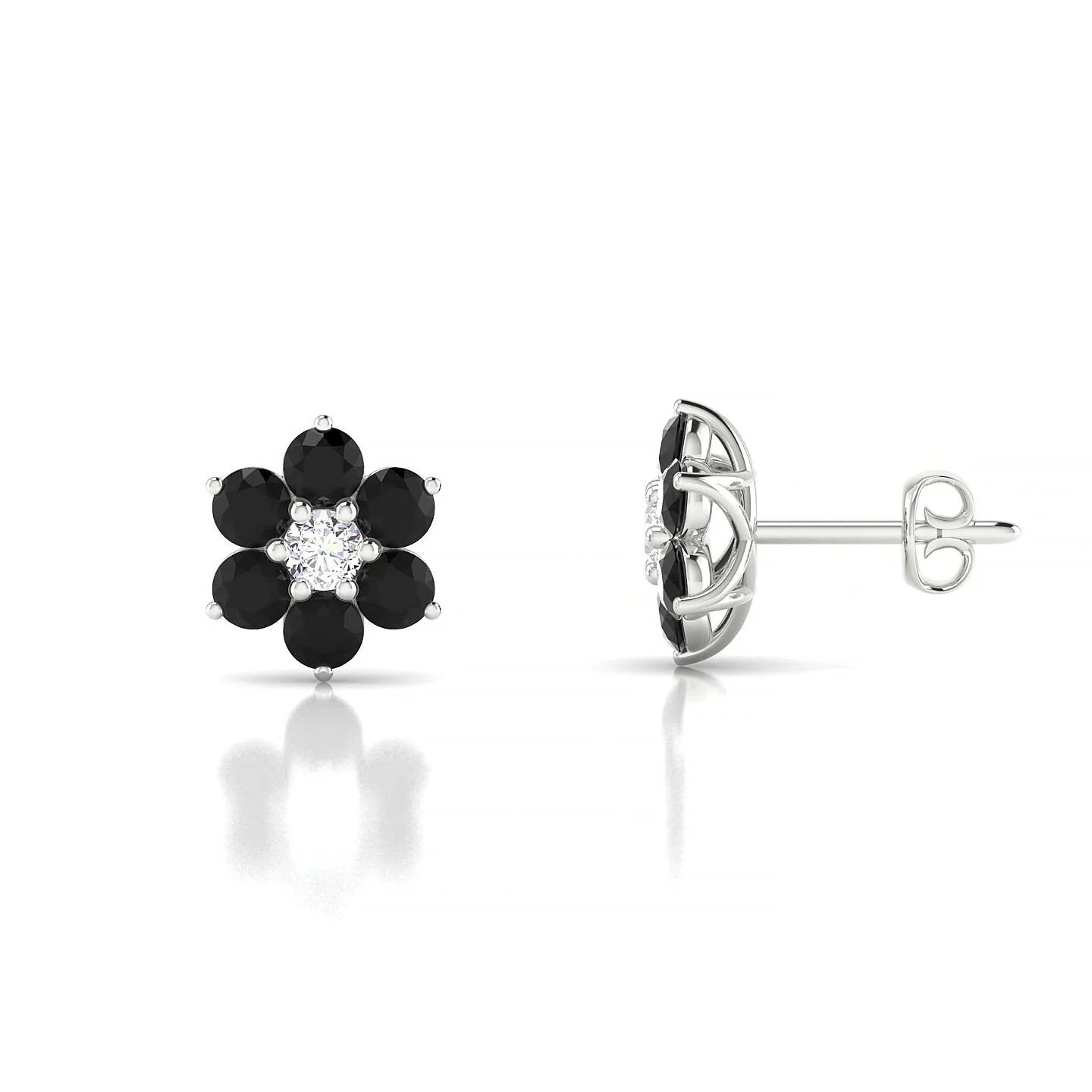 Bloom | 18k White Gold 2.5 mm Round Black Diamond Earrings