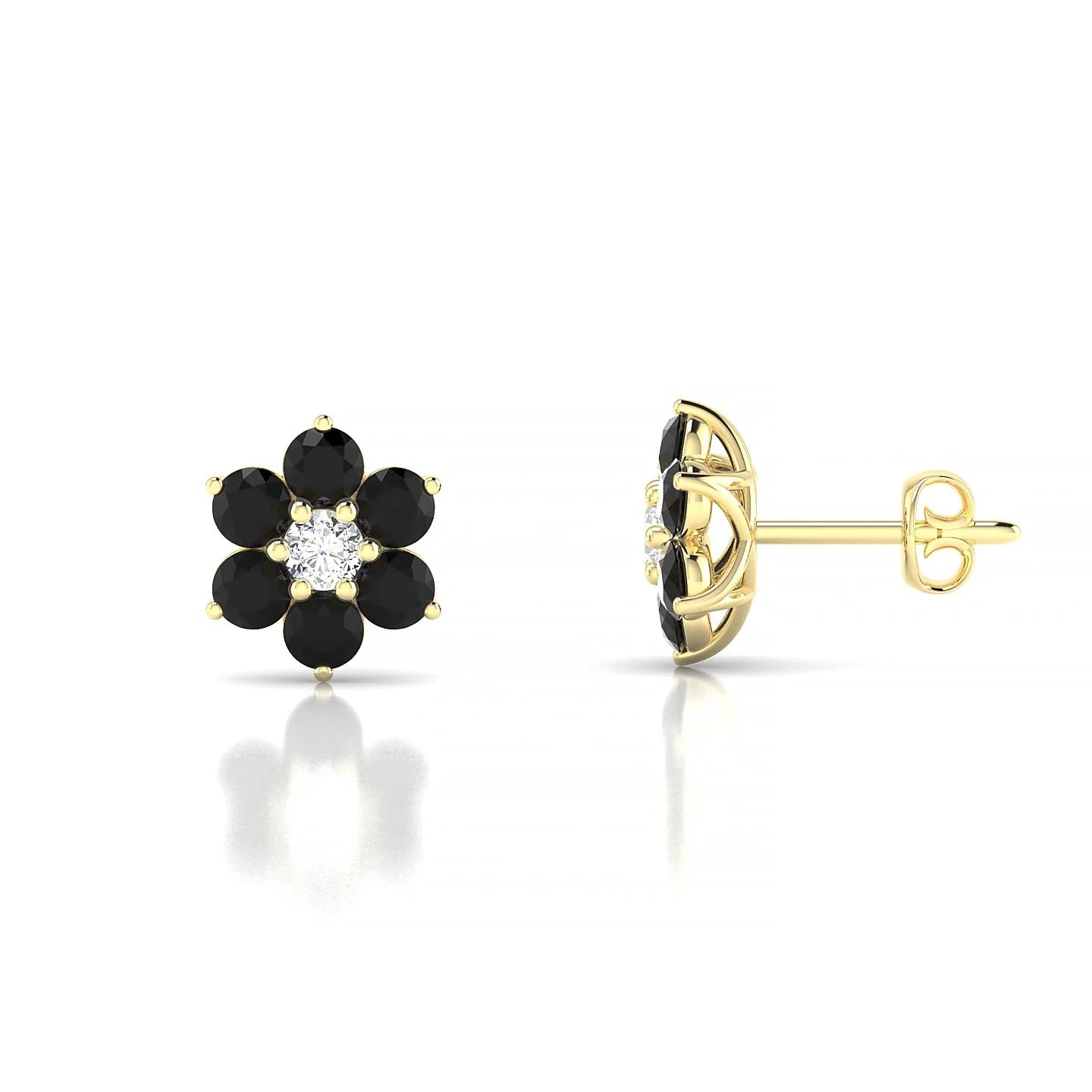 Bloom | 18k Yellow Gold 2.5 mm Round Black Diamond Earrings